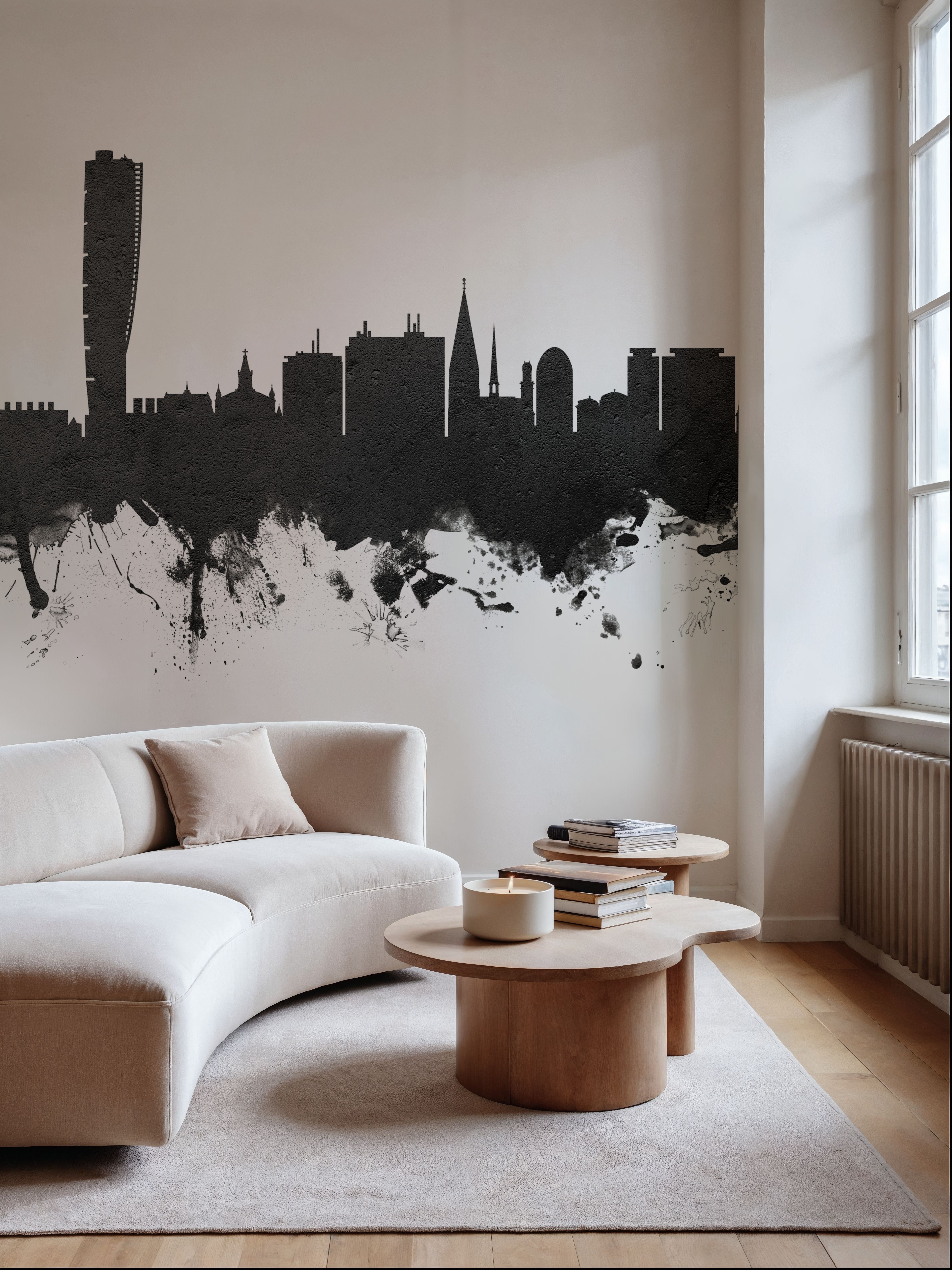 Malmö Sweden Skyline Black & White