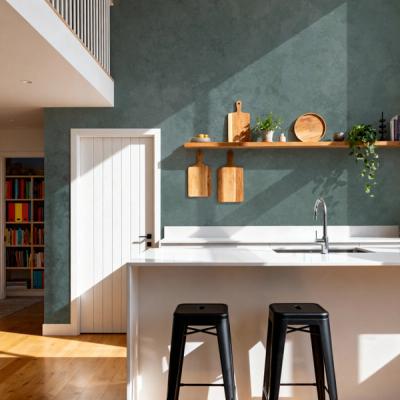 Subtle Plaster Wall, Forest Green