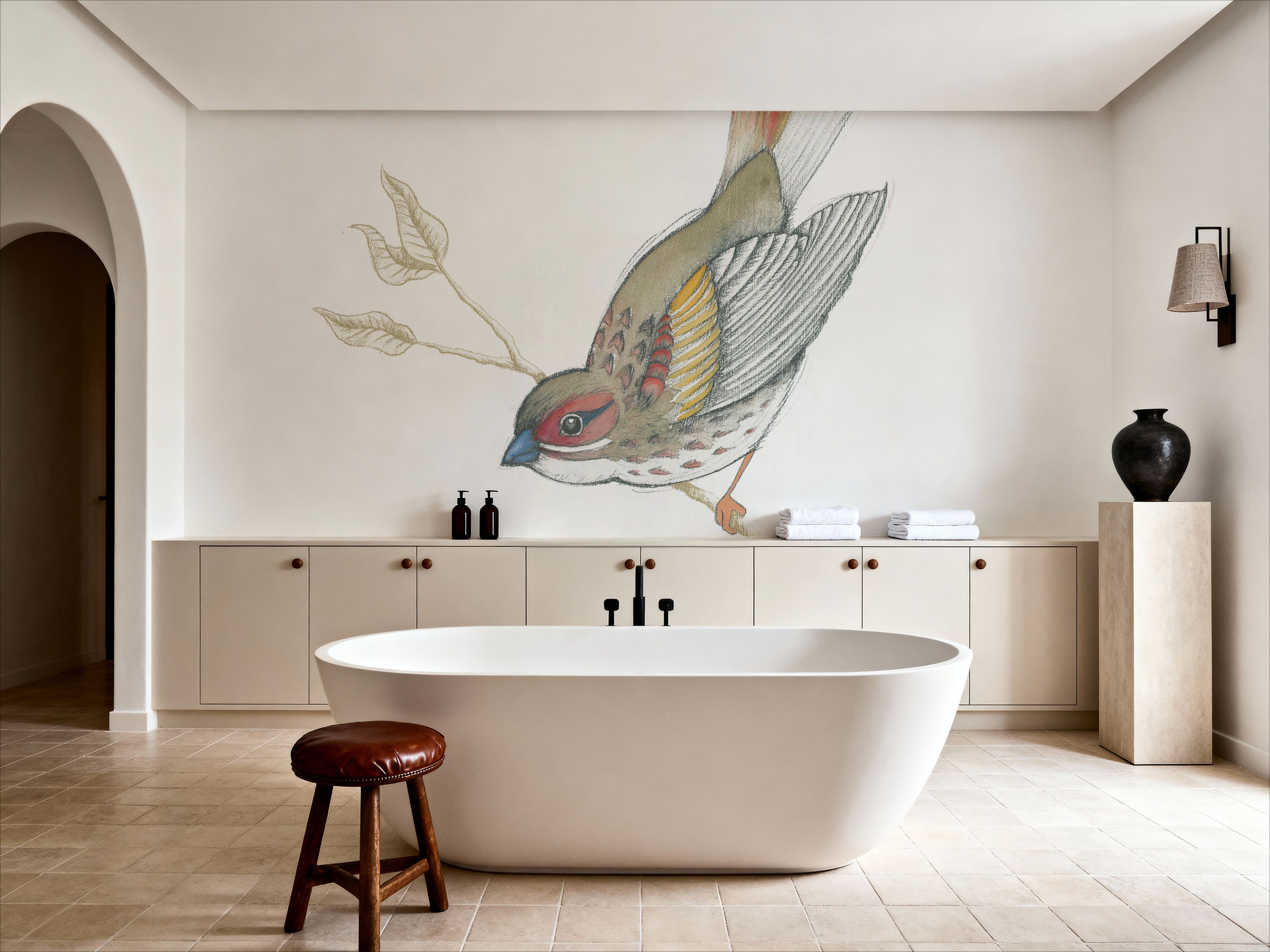 Arts and Crafts Birds II on White