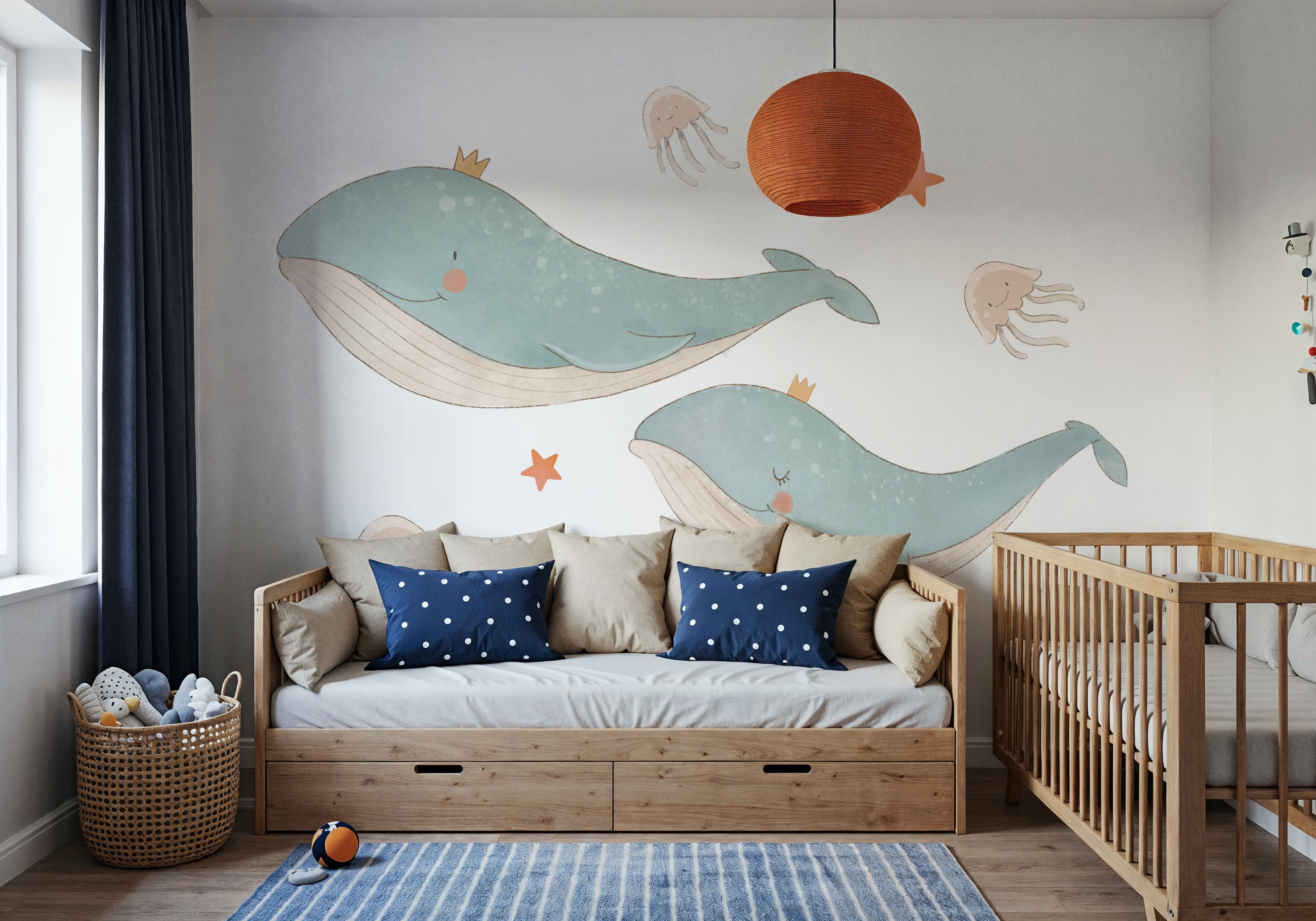 Cute Whales, Jellyfish & Stars Illustration