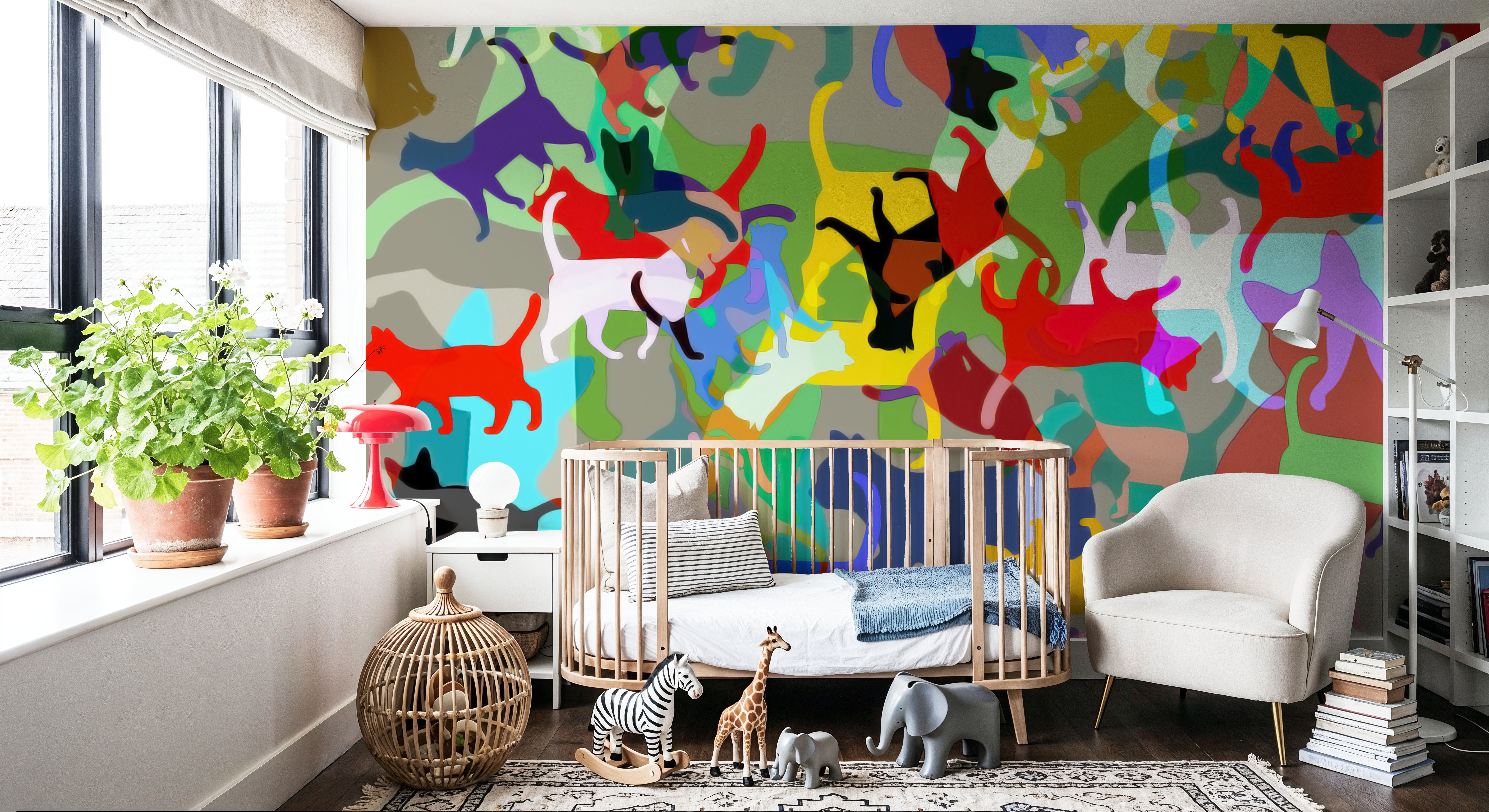 Wall Mural - City Cats - Pets Animals mural wallpaper - Kids' Room - Wallism US - Premium, Textured or Peel & Stick