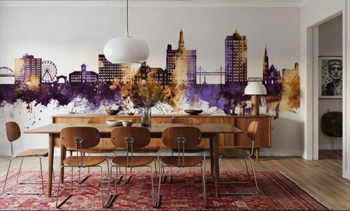 Davenport Iowa Skyline Purple & Gold