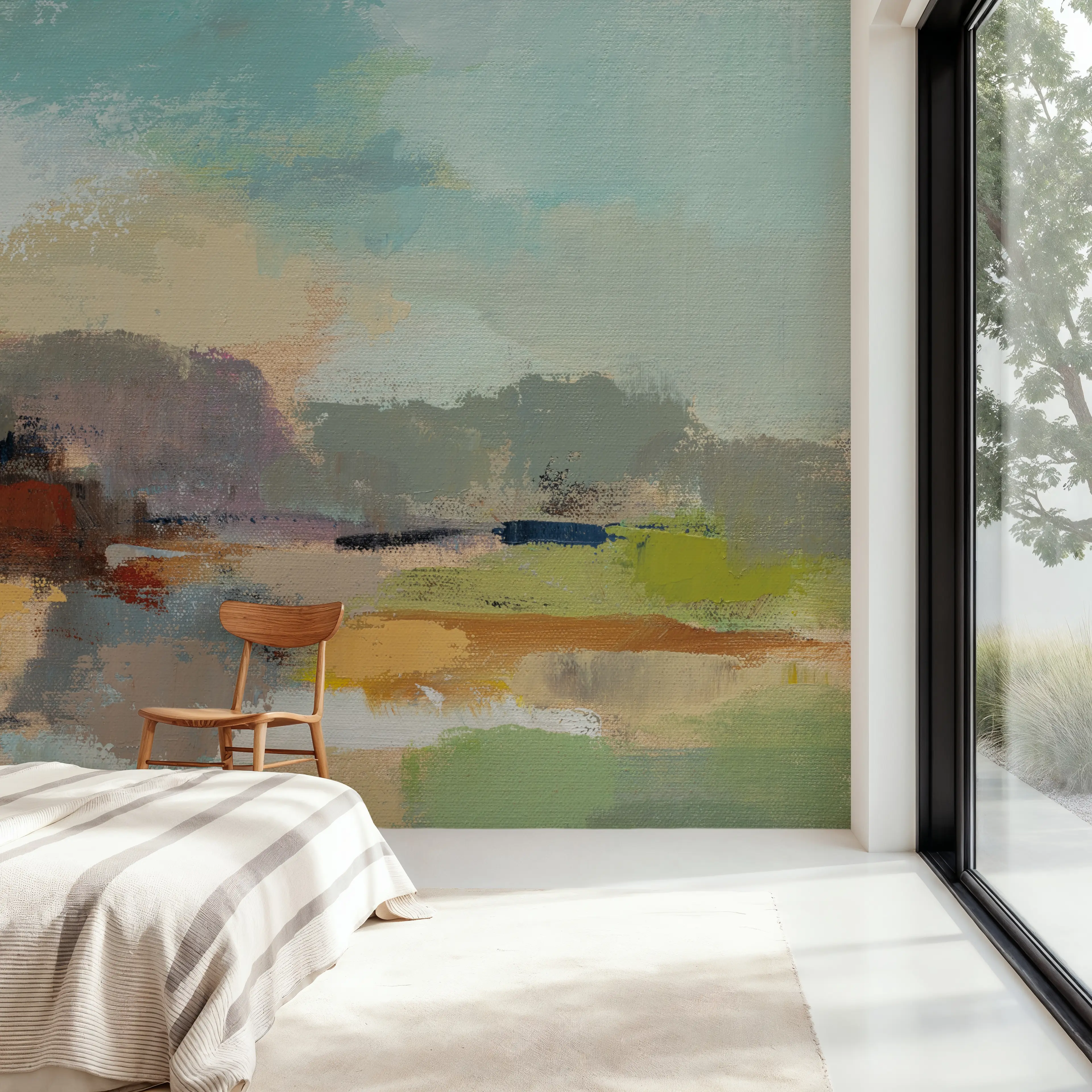 Wall Mural - Sandy Road II - Abstract Landscapes mural wallpaper - Blue - Bedroom - Wallism UK - Peel & Stick or Paste-the-Wall