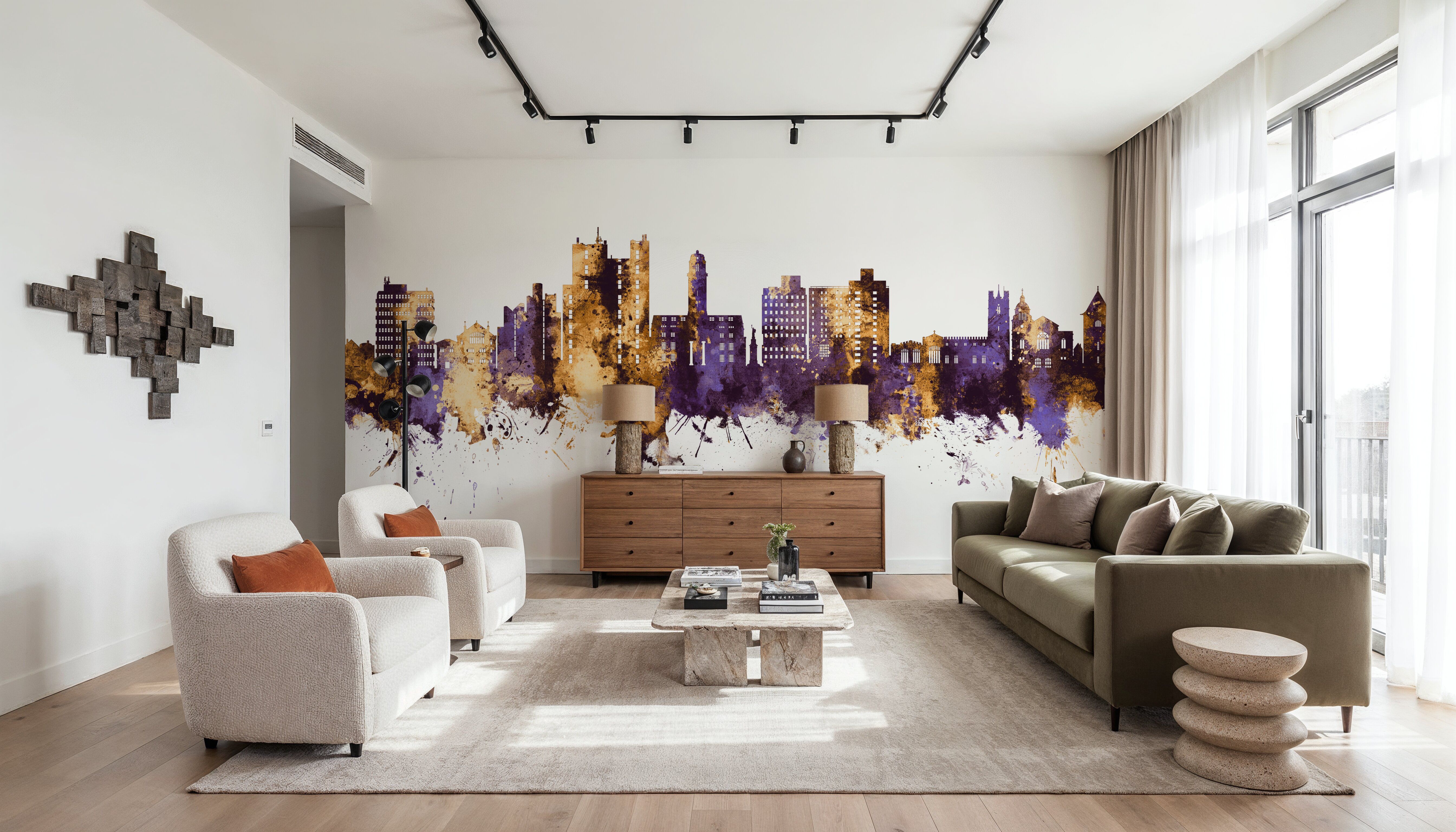 Luton England Skyline Purple & Gold