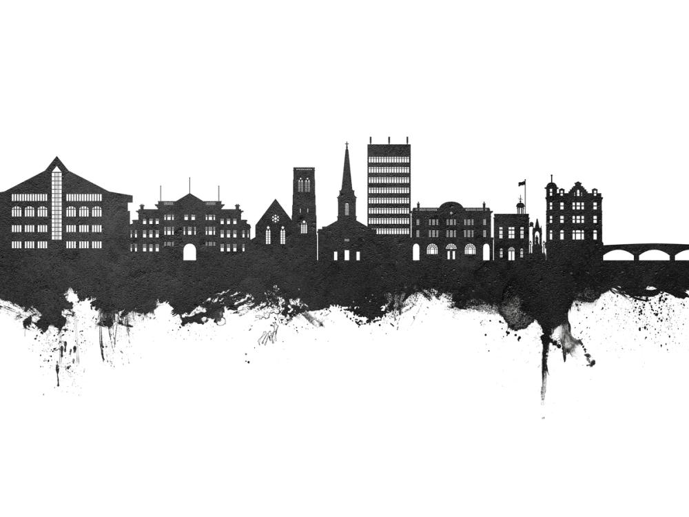 Maidstone England Skyline Black & White