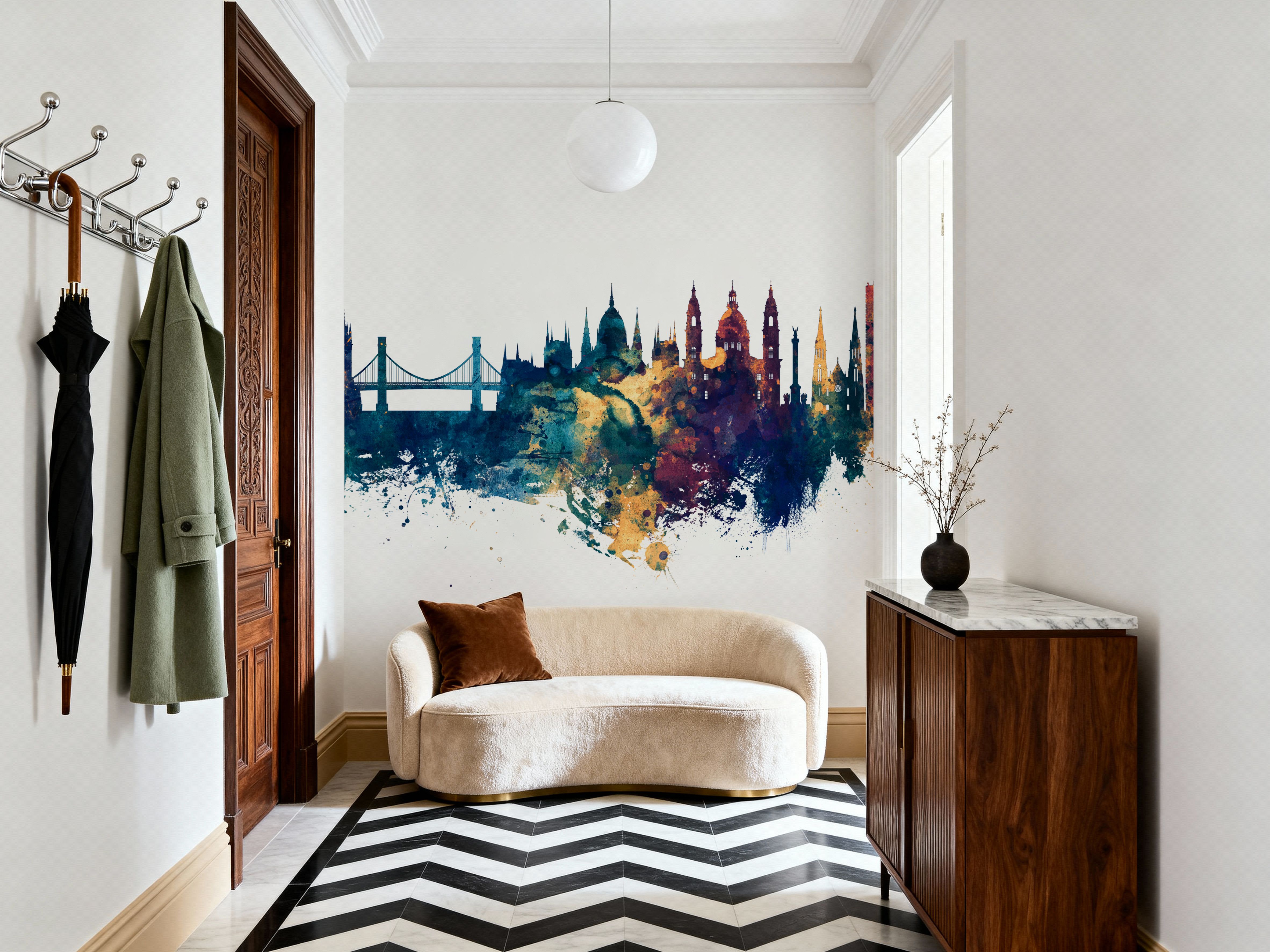 Budapest Skyline Blue & Bronze