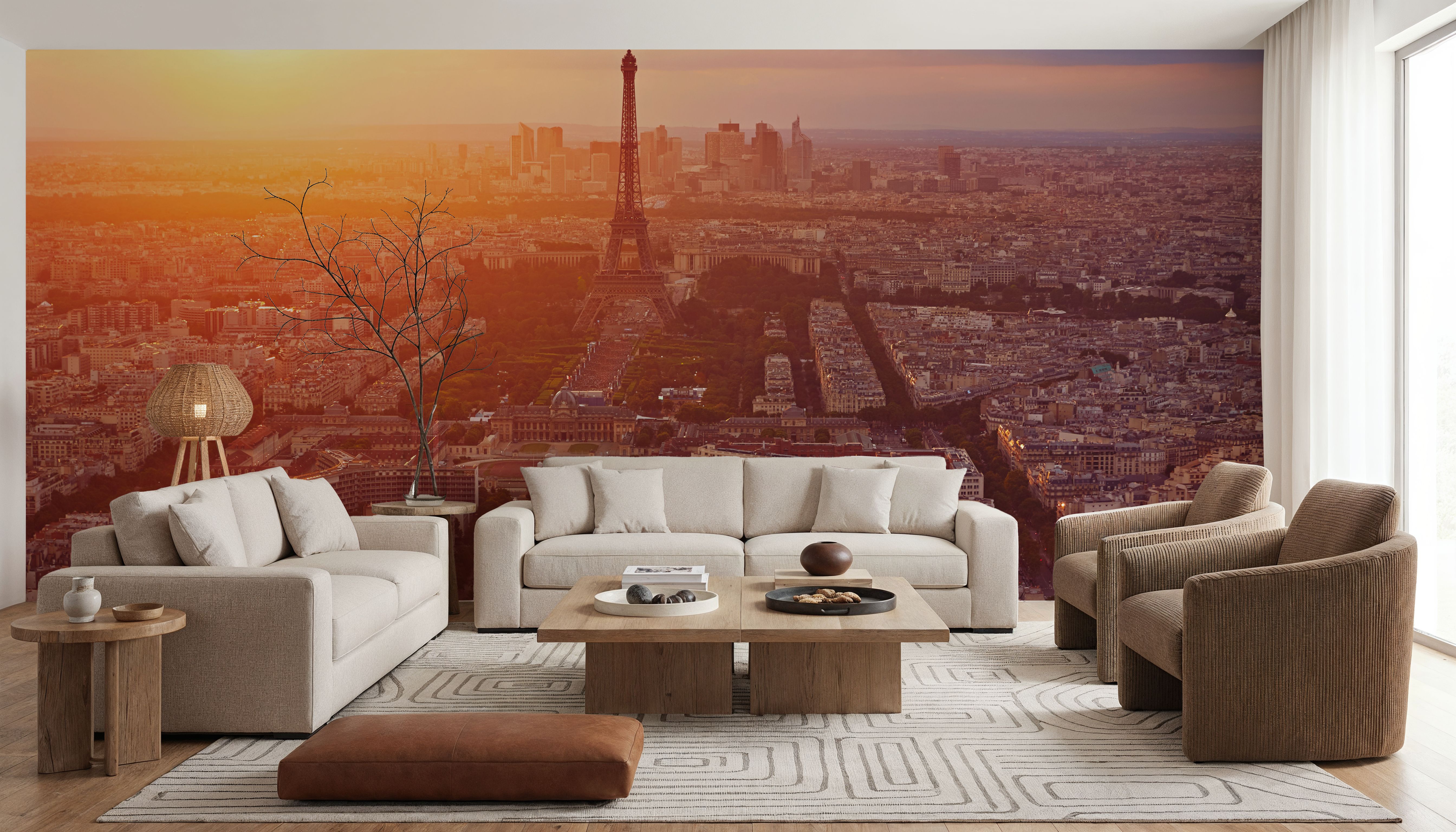 Eiffel Tower in Paris Aerial Sunset, Wallpaper