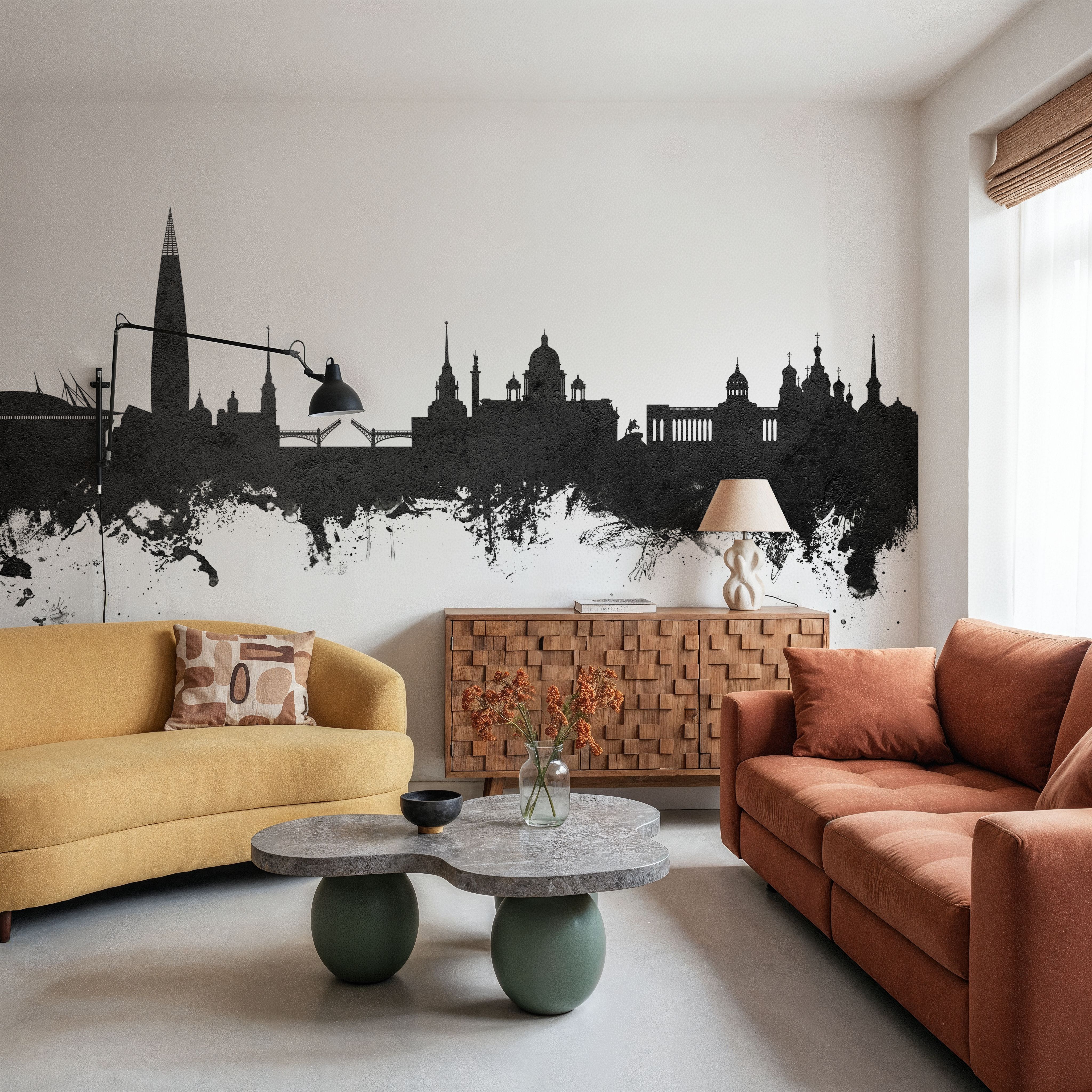 St Petersbug Russia Skyline Black & White