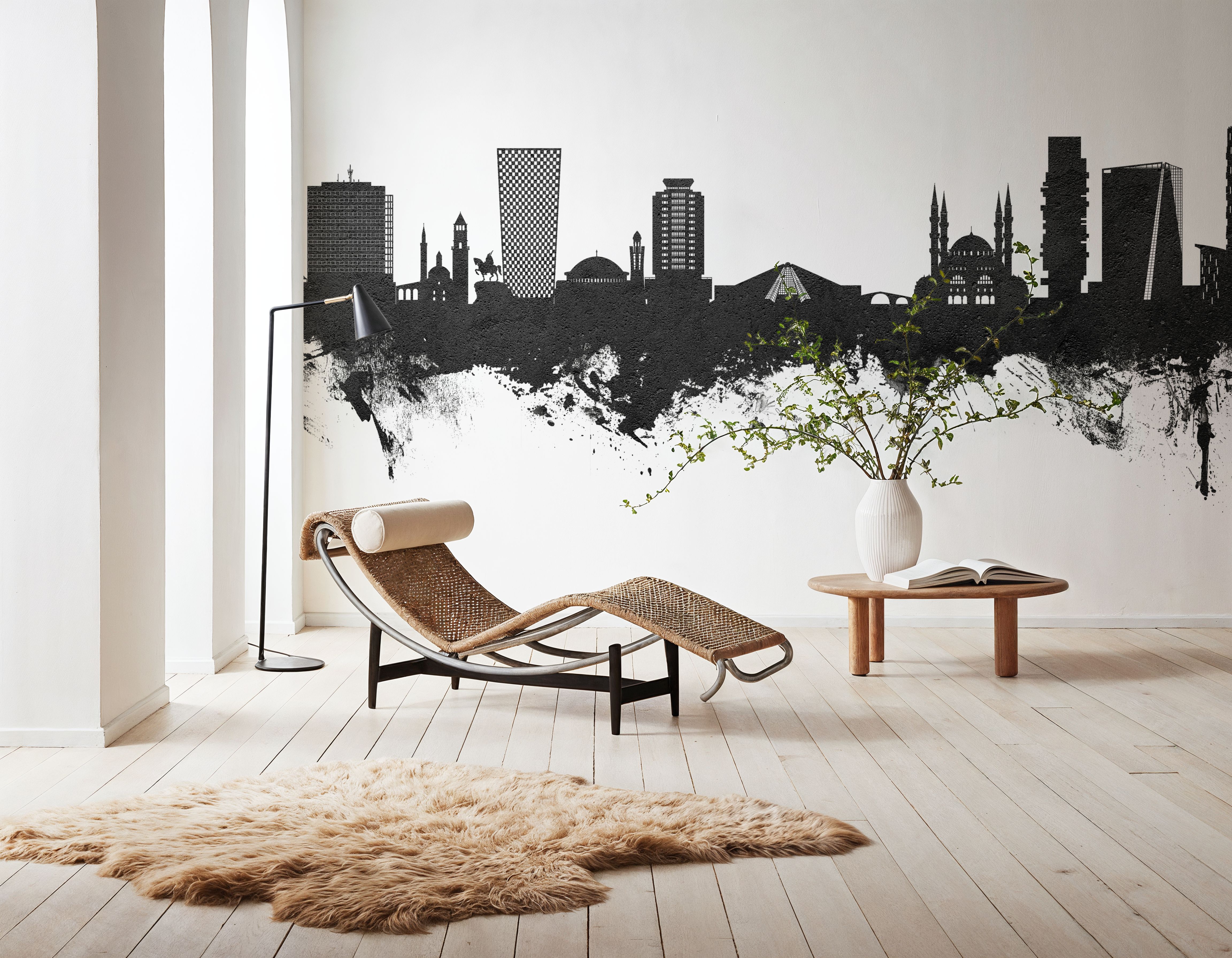 Tirana Skyline Black & White, Wallpaper