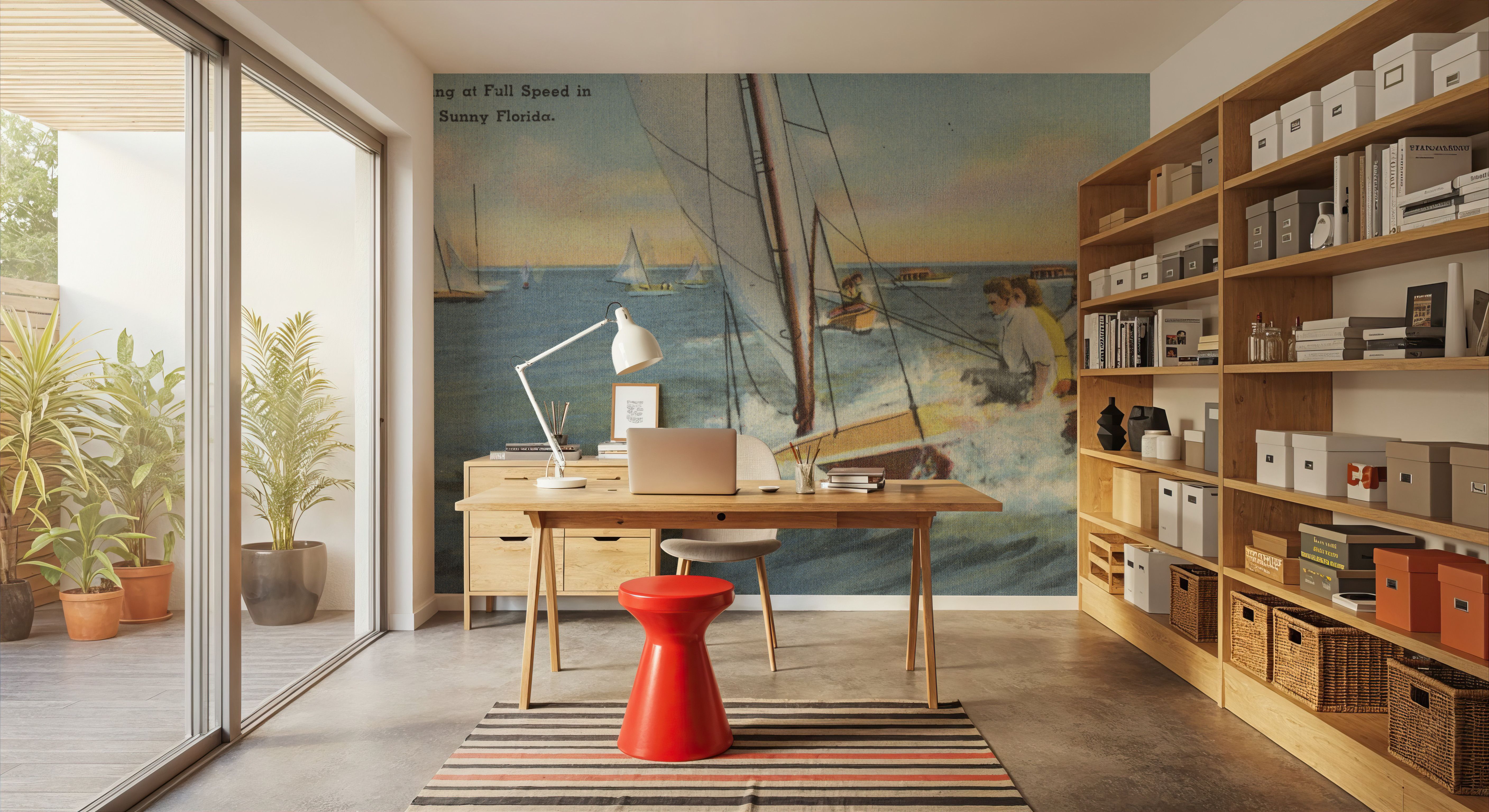 Greetings from Sunny Florida - Screenprint Postcard, Wallpaper