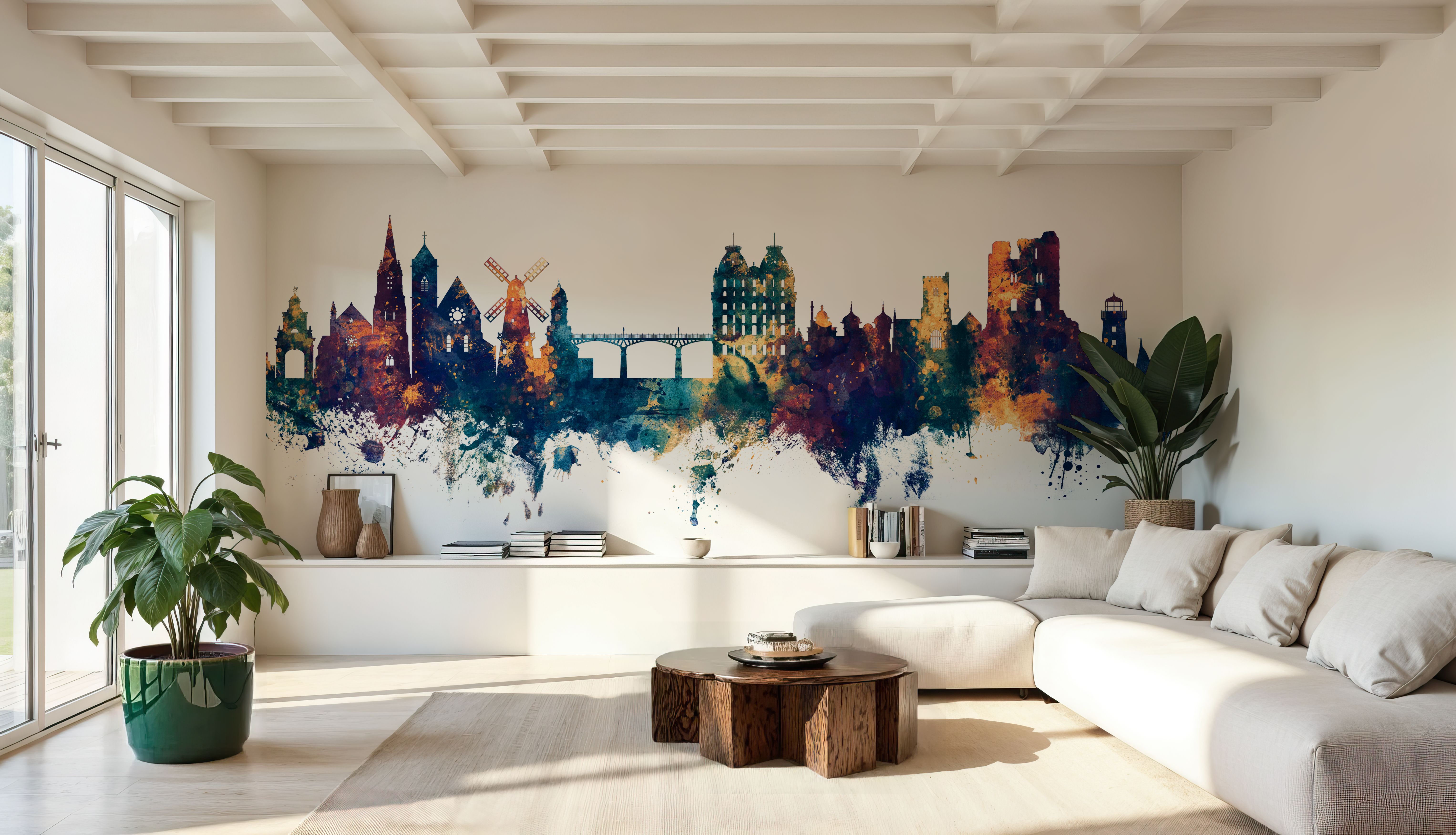 Scarborough England Skyline Blue & Bronze, Tapet