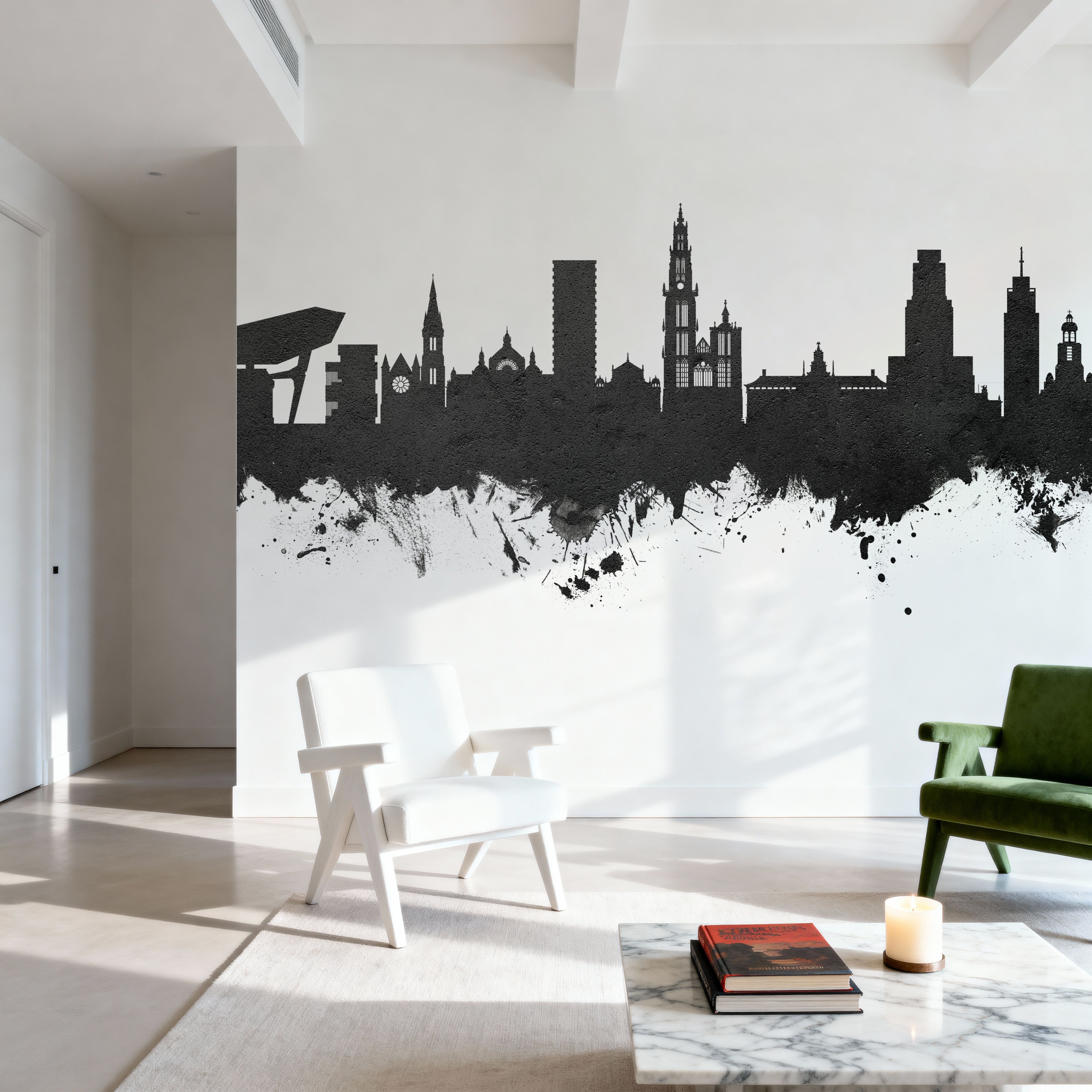 Antwerp Belgium Skyline Black & White