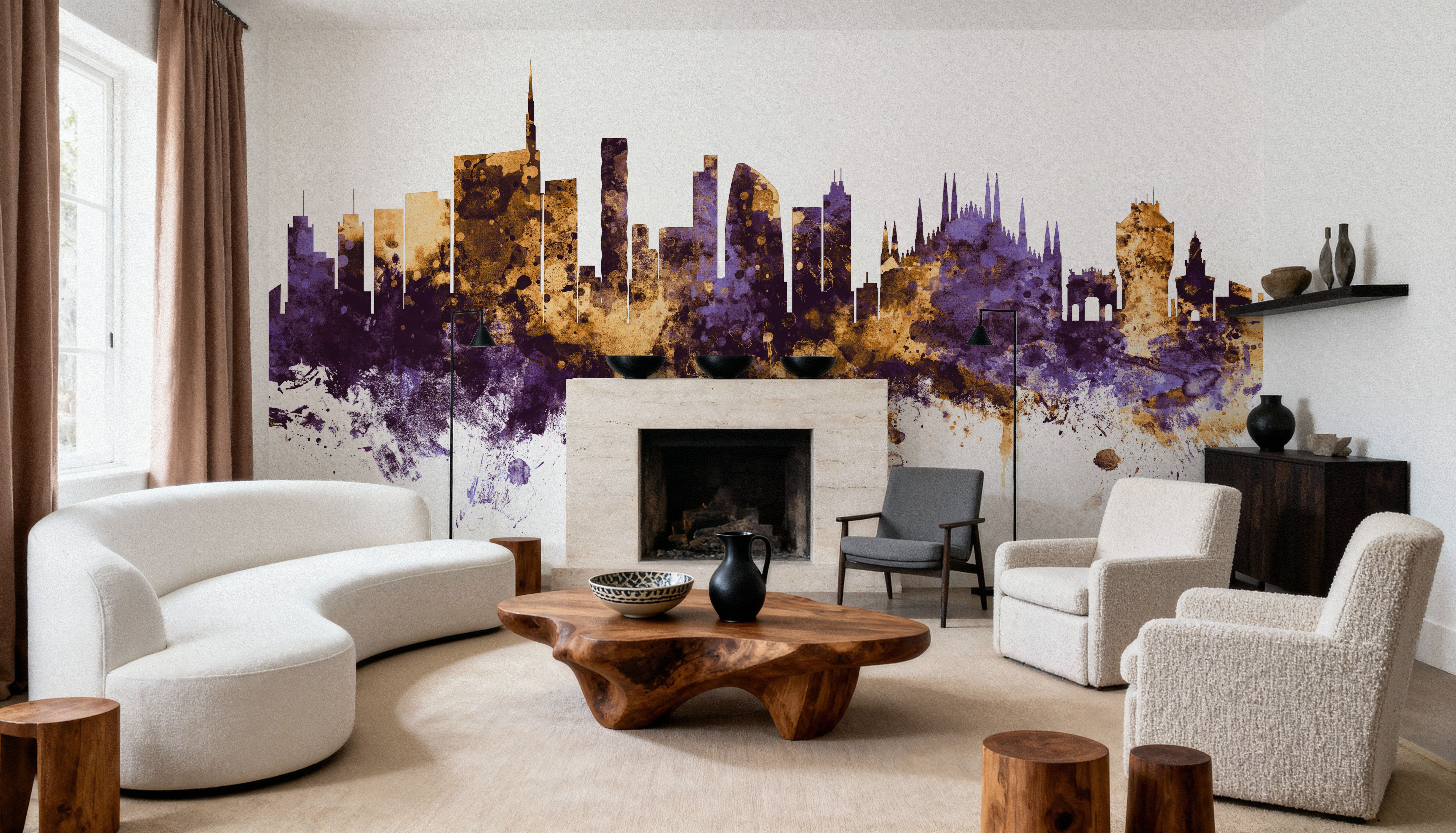 Milan Italy Skyline Purple & Gold