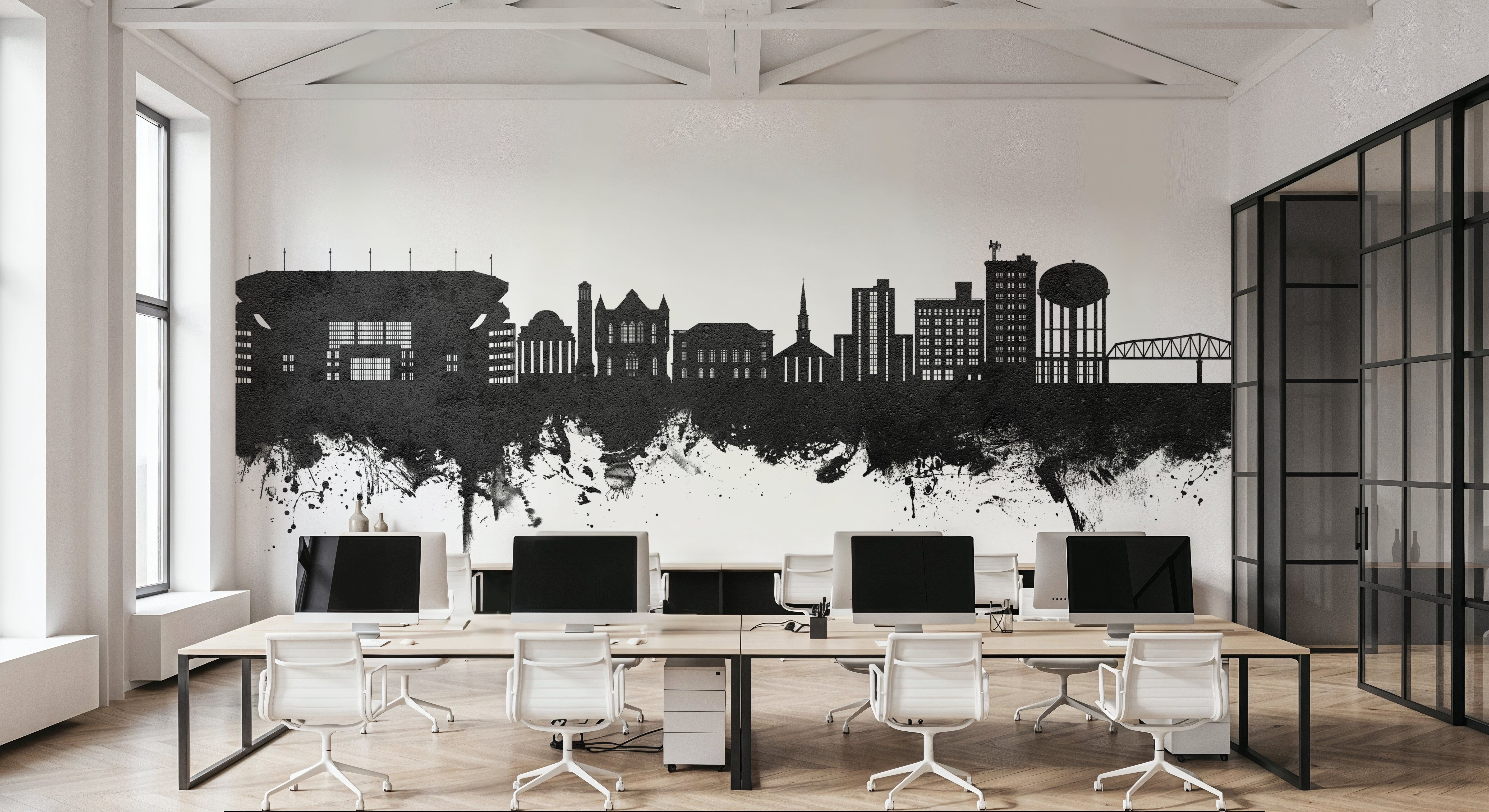 Tuscaloosa Alabama Skyline Black & White, Wallpaper