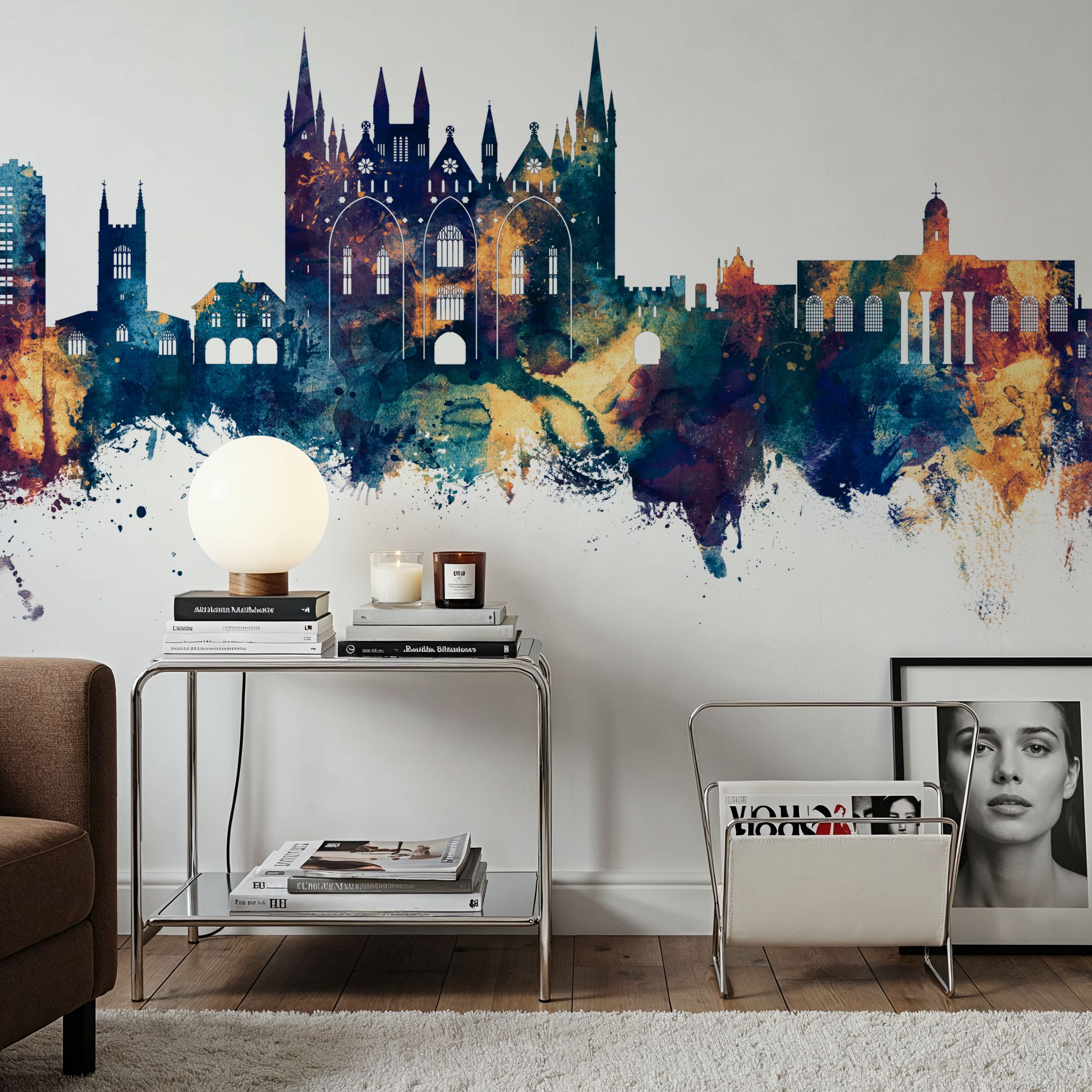 Peterborough England Skyline Blue & Bronze