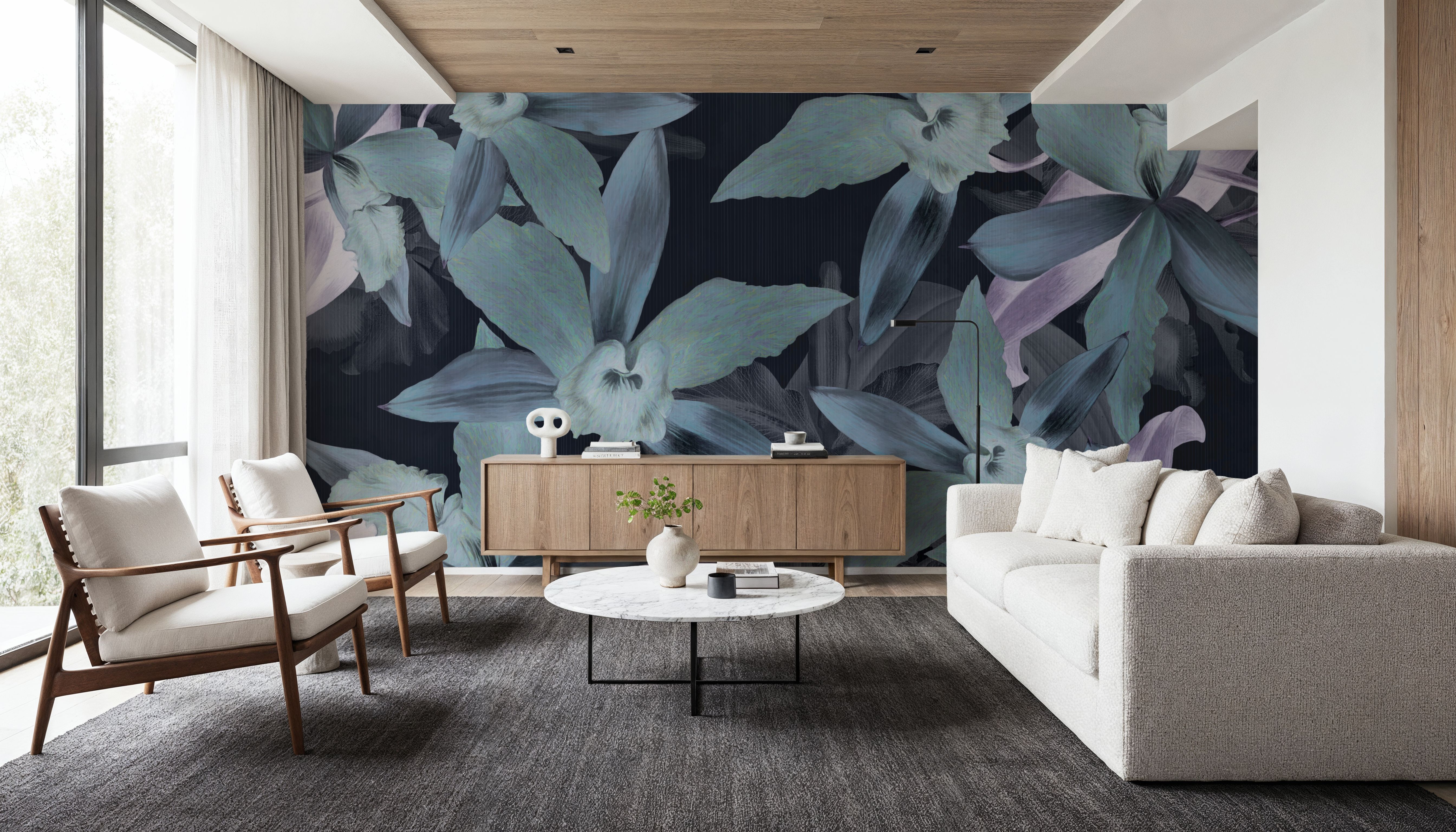 Big Orchids Dark Green