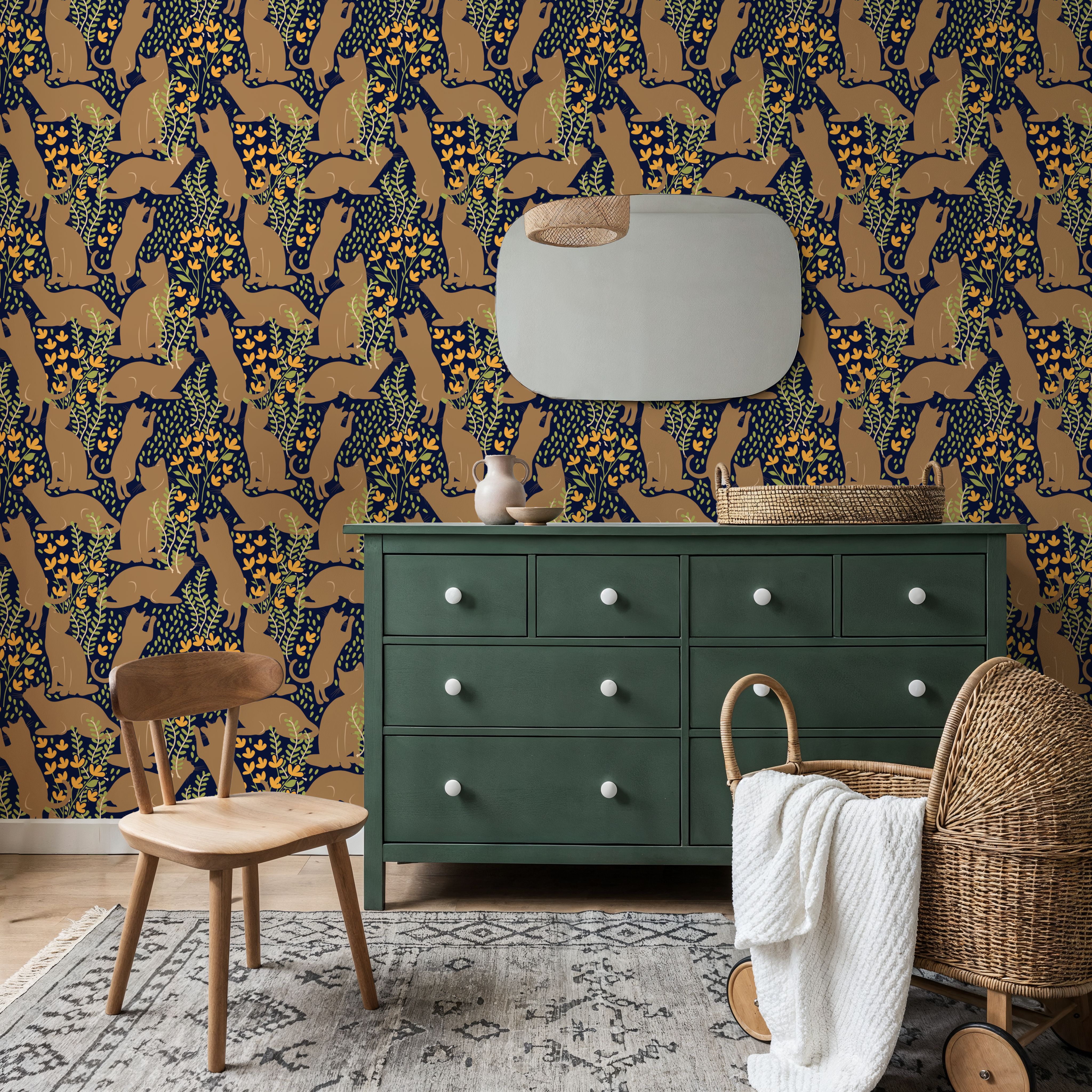 Hunters in The Garden, Navy & Beige