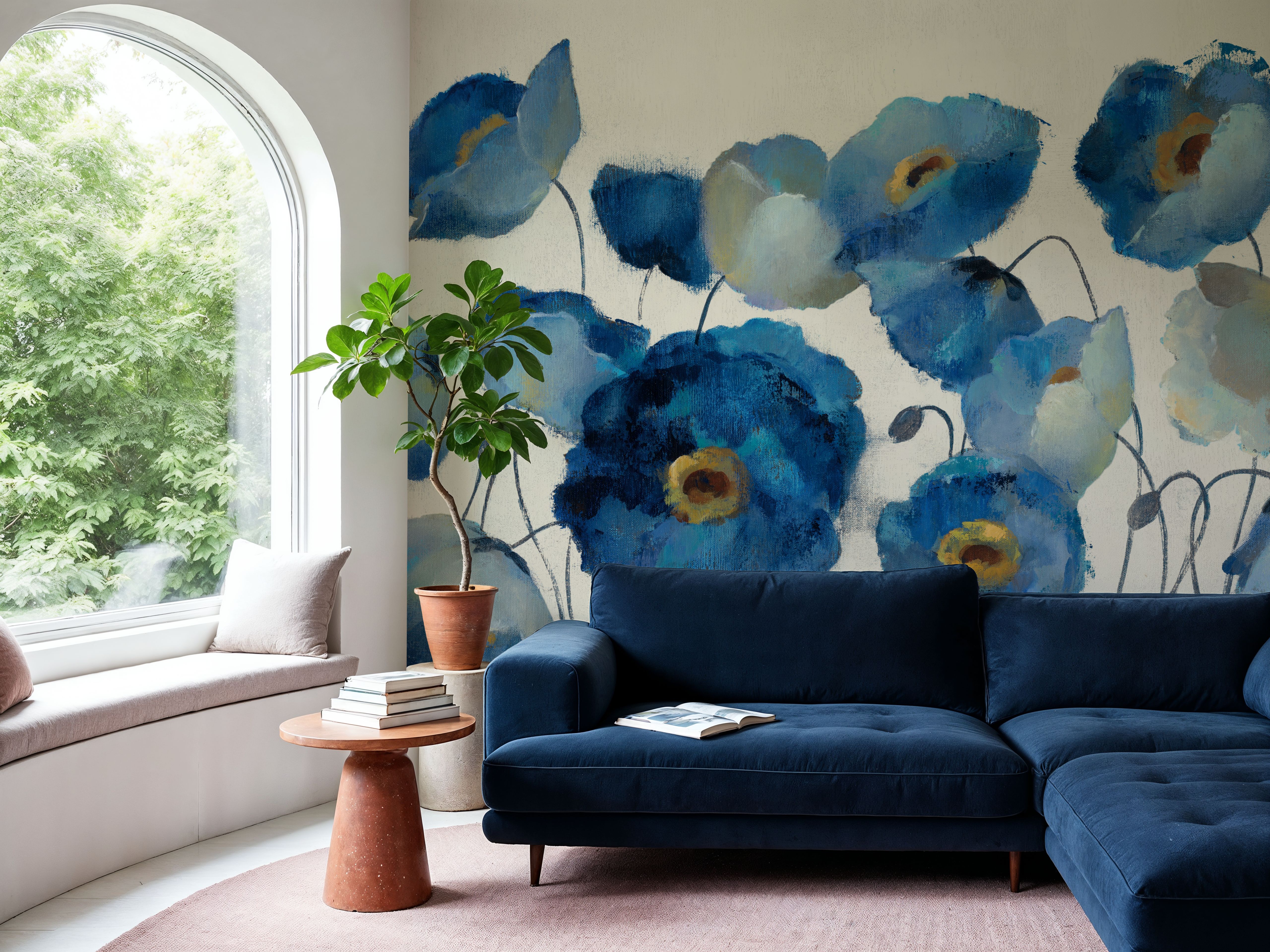 Aquamarine Floral on Cream