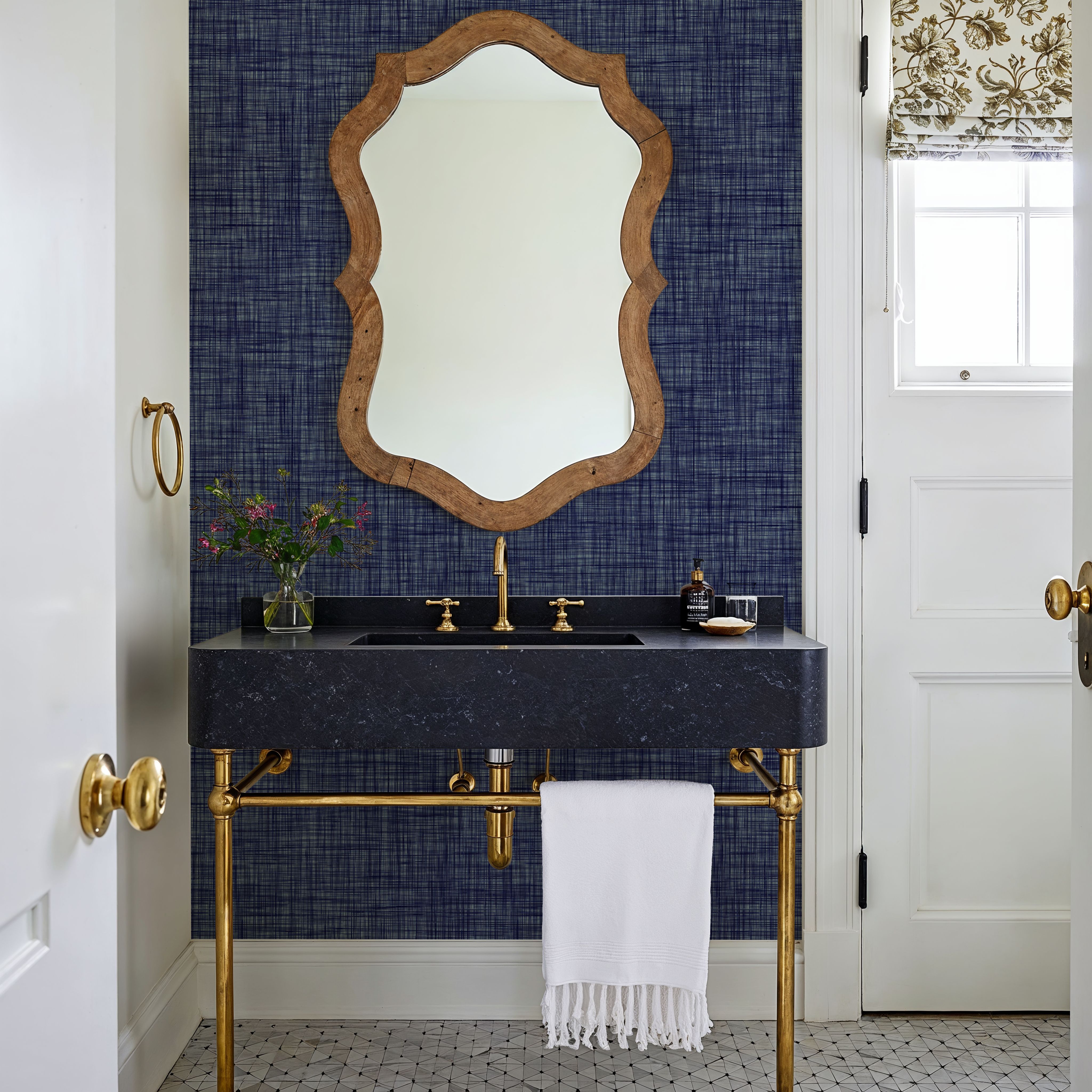 Mottled Linen Effect, Indigo Denim