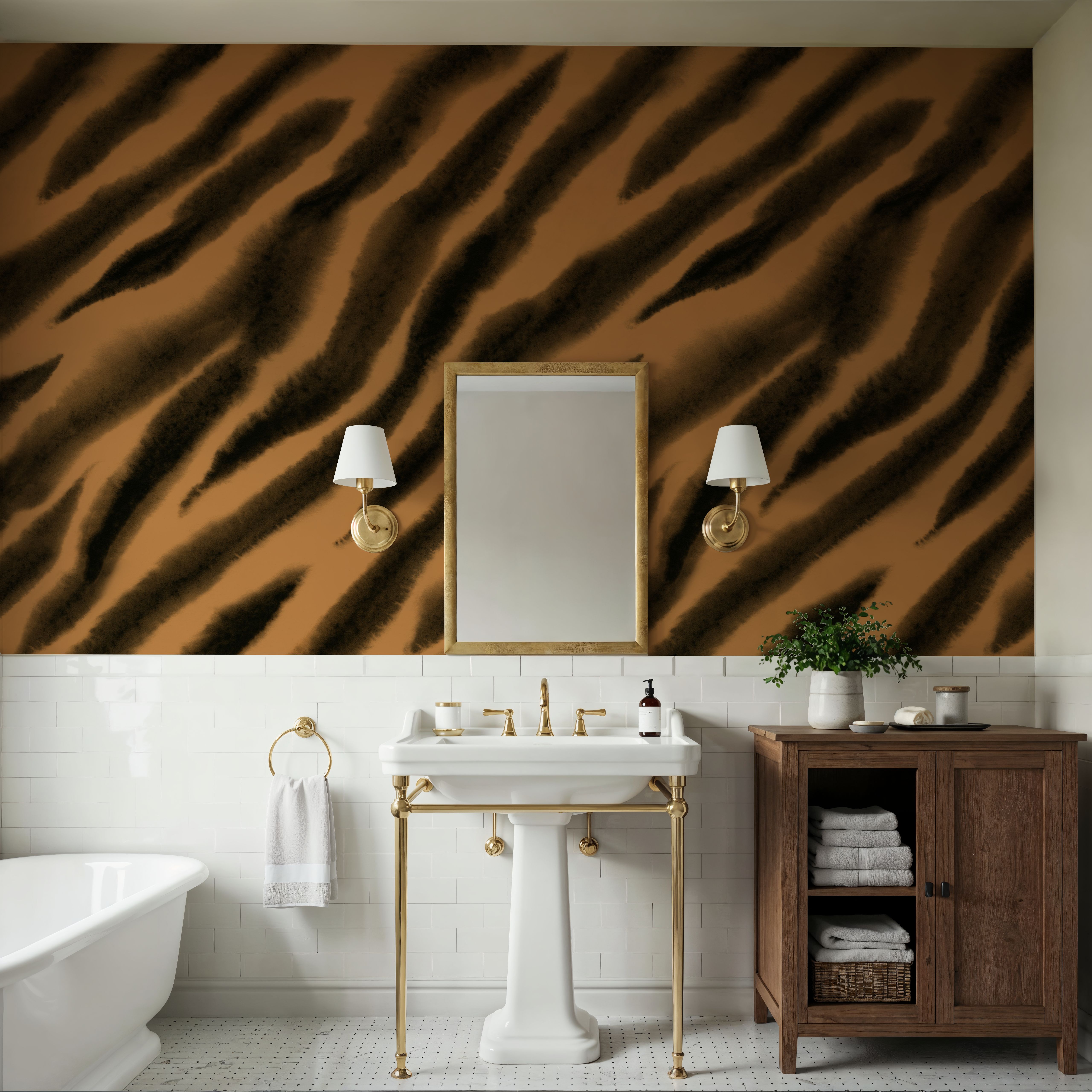 Watercolor Tiger Stripes, Warm