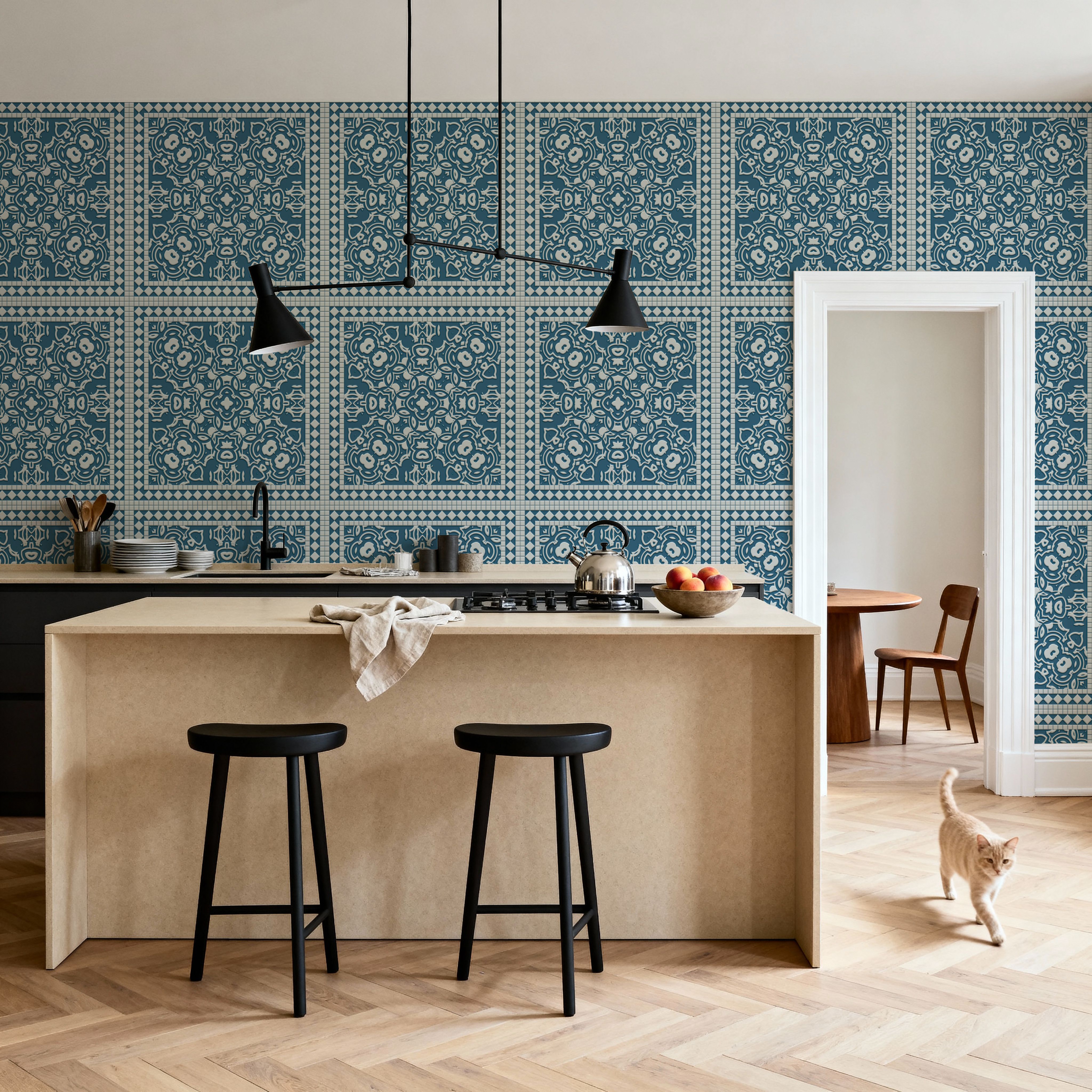 Mission Cement Tiles, Steel Blue