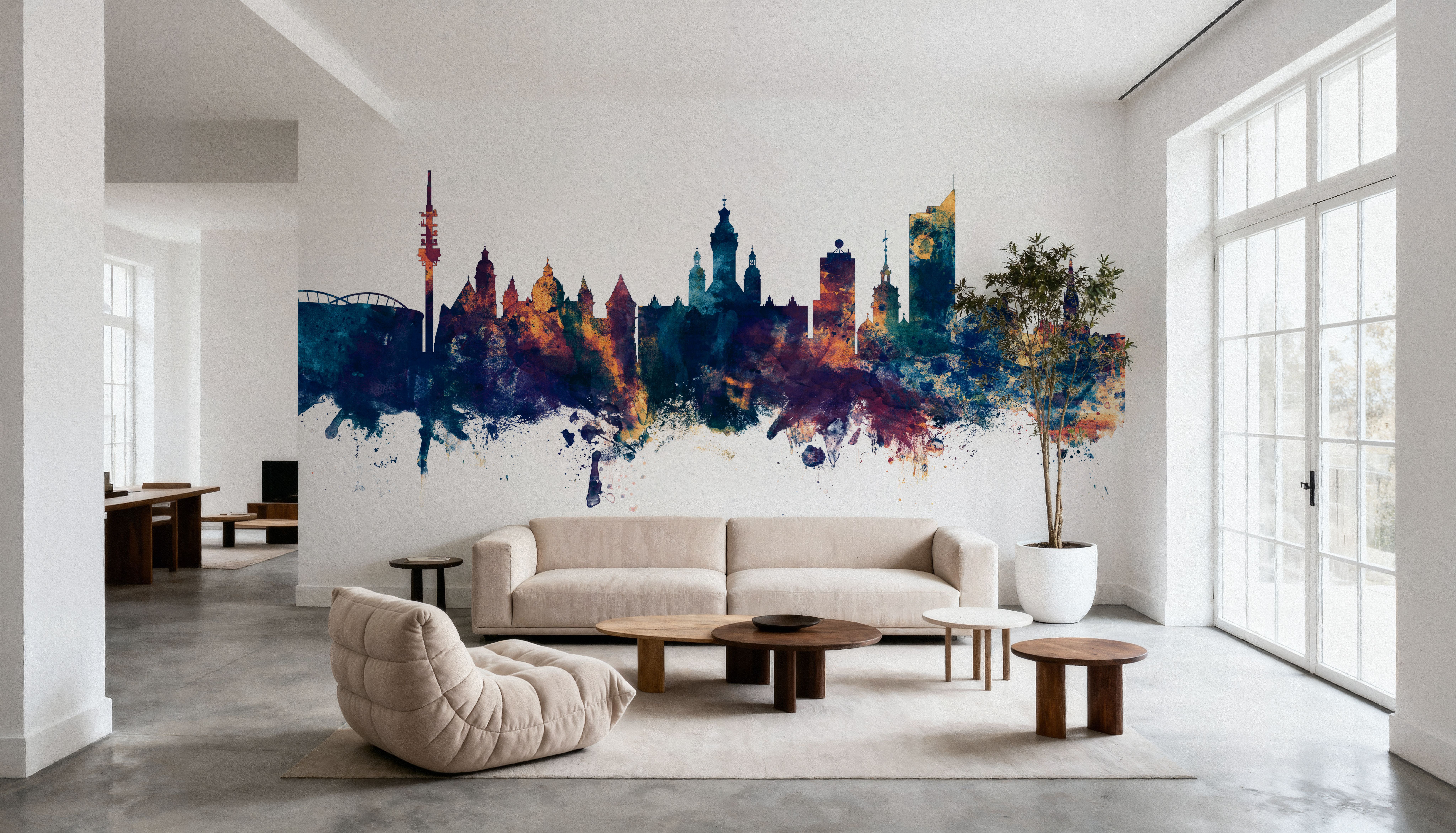 Leipzig Germany Skyline Blue & Bronze