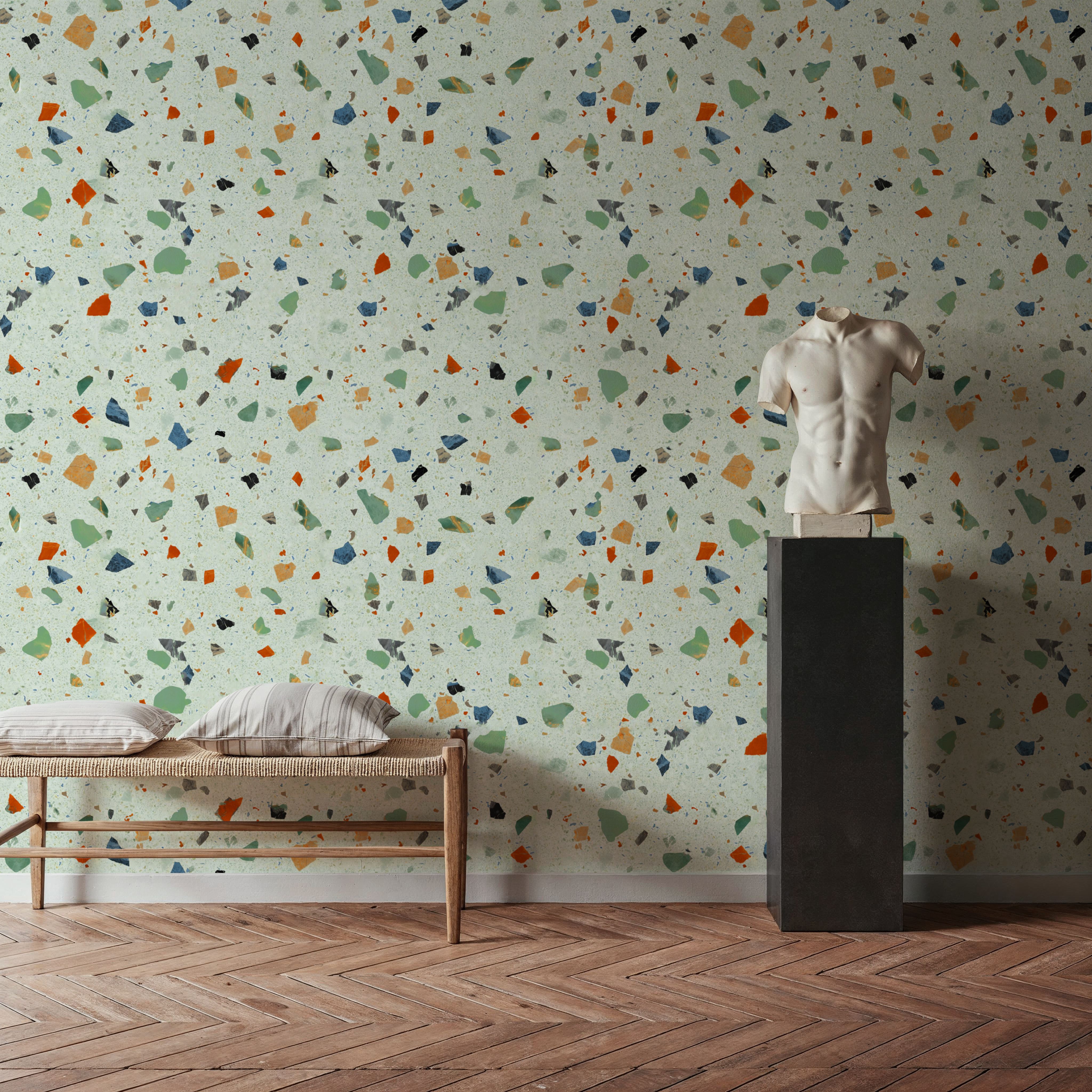 Terrazzo Multi Small, Pistachio, Wallpaper