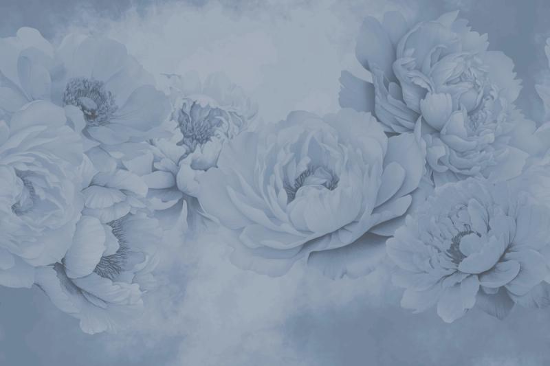 Transcendent Peony, Periwinkle wallpaper mural 100% PVC-free and non-toxic