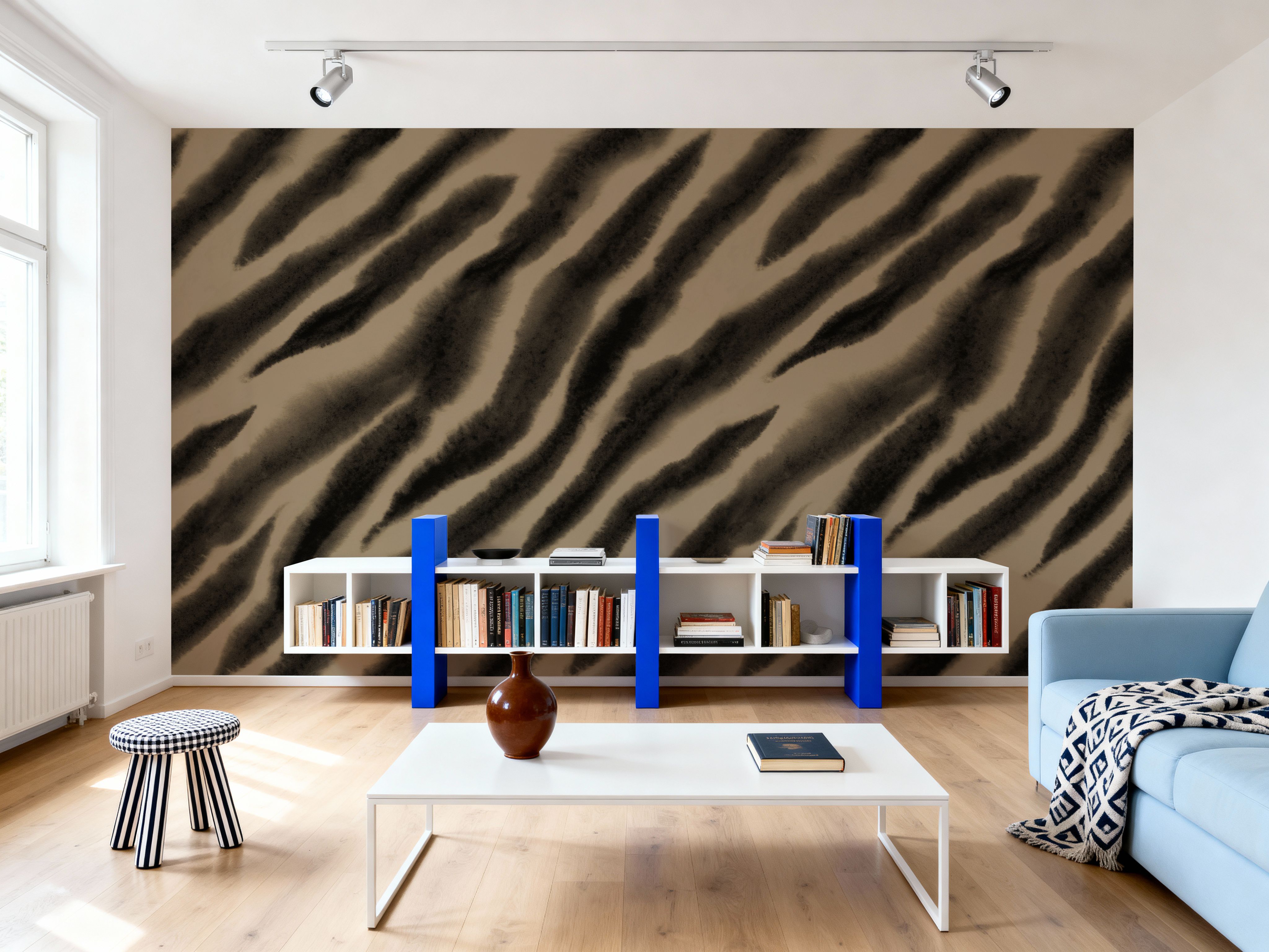 Watercolor Tiger Stripes, Mocha
