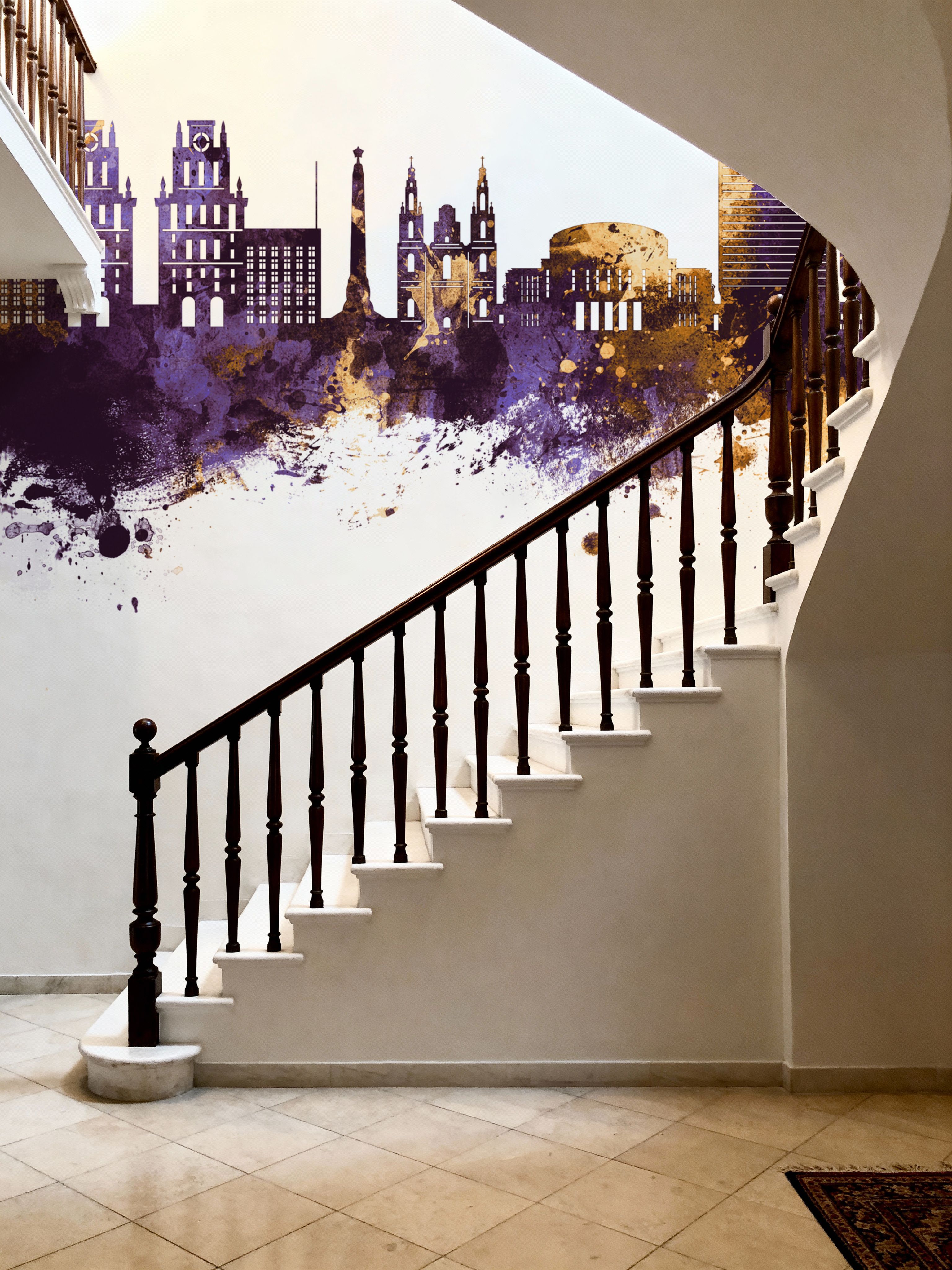 Minsk Belarus Skyline Purple & Gold