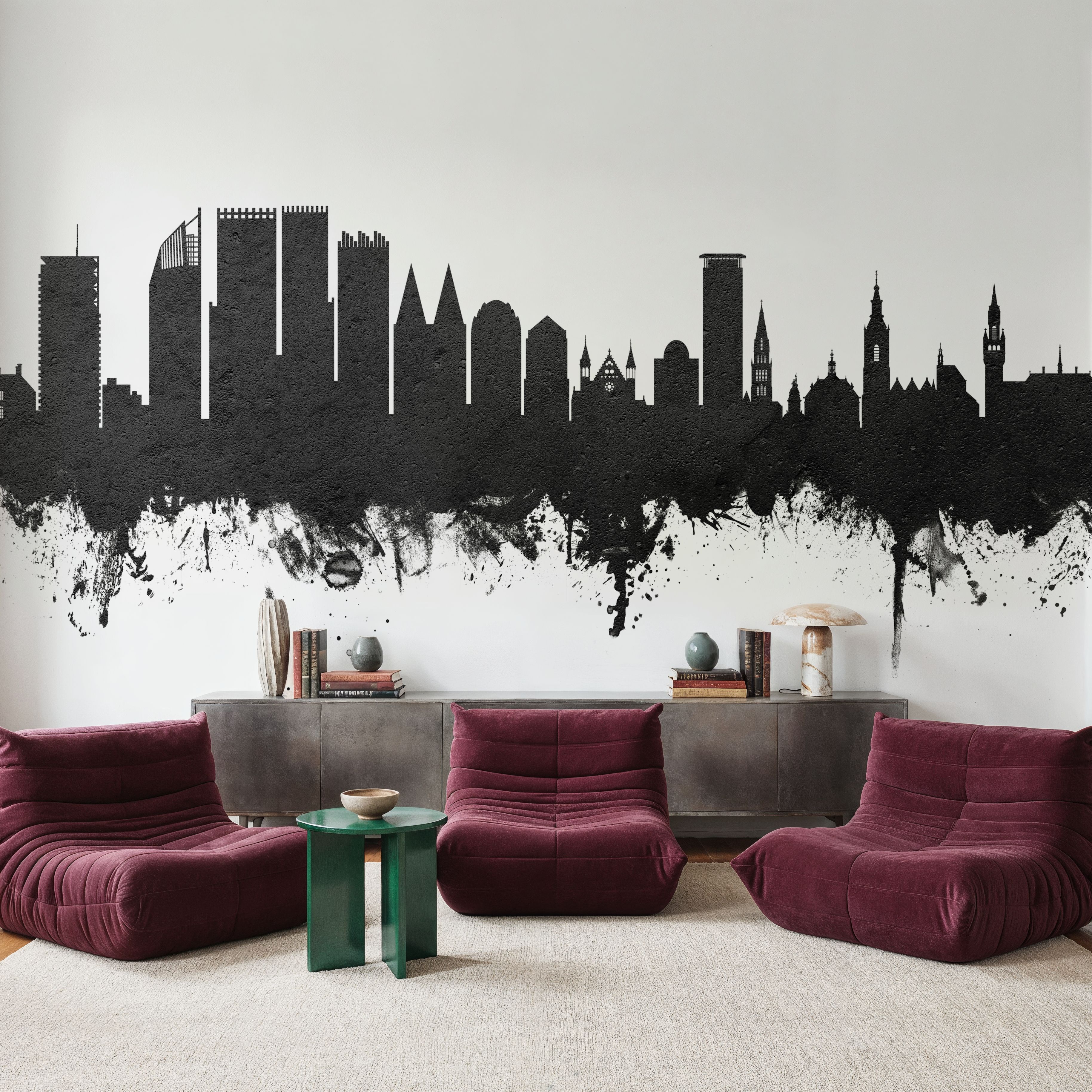 The Hauge Netherlands Skyline Black & White