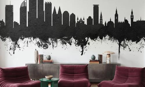 The Hauge Netherlands Skyline Black & White
