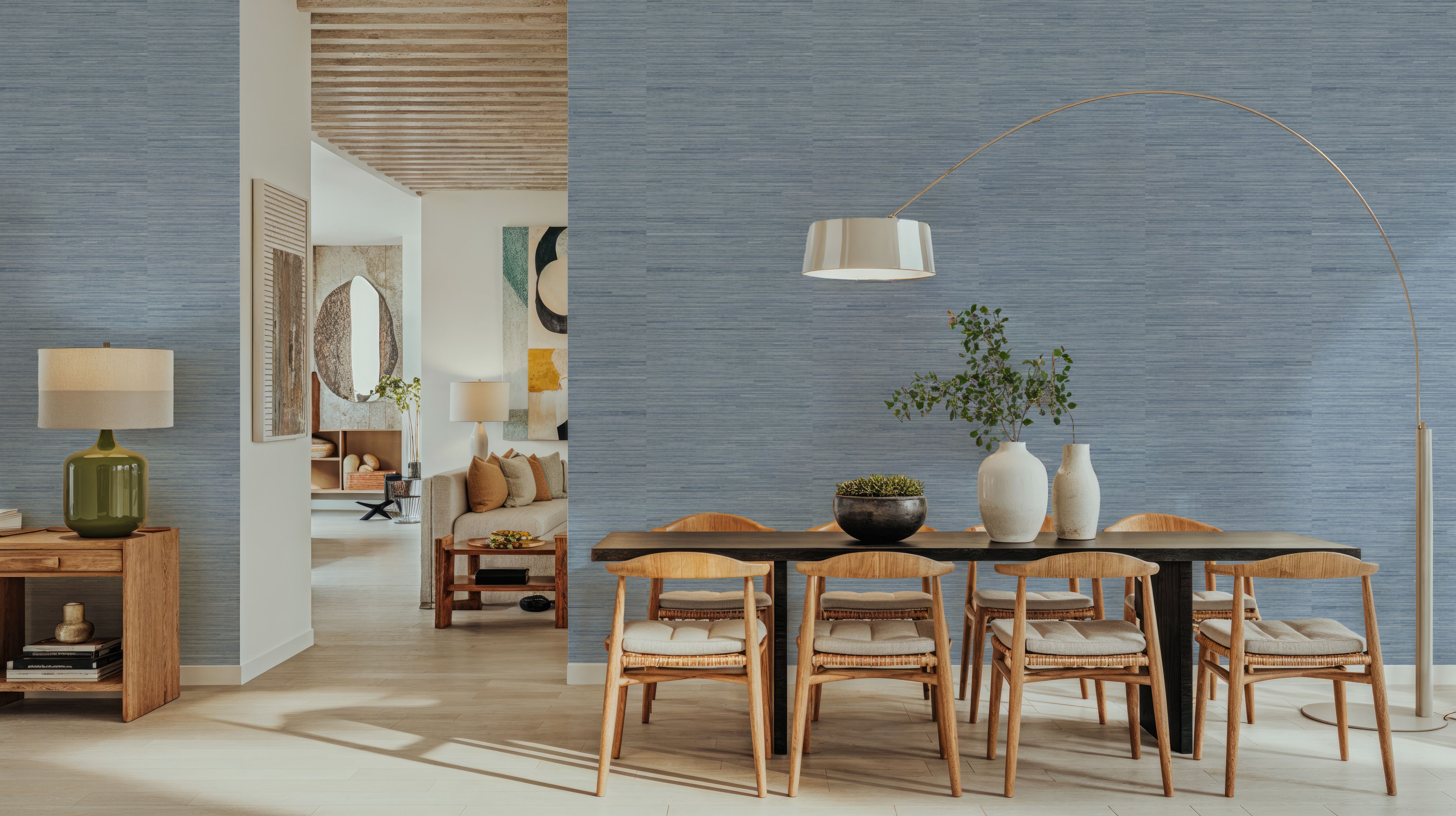 Faux Grasscloth with Visible Seams, Sky