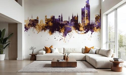 Karachi Pakistan Skyline Purple & Gold