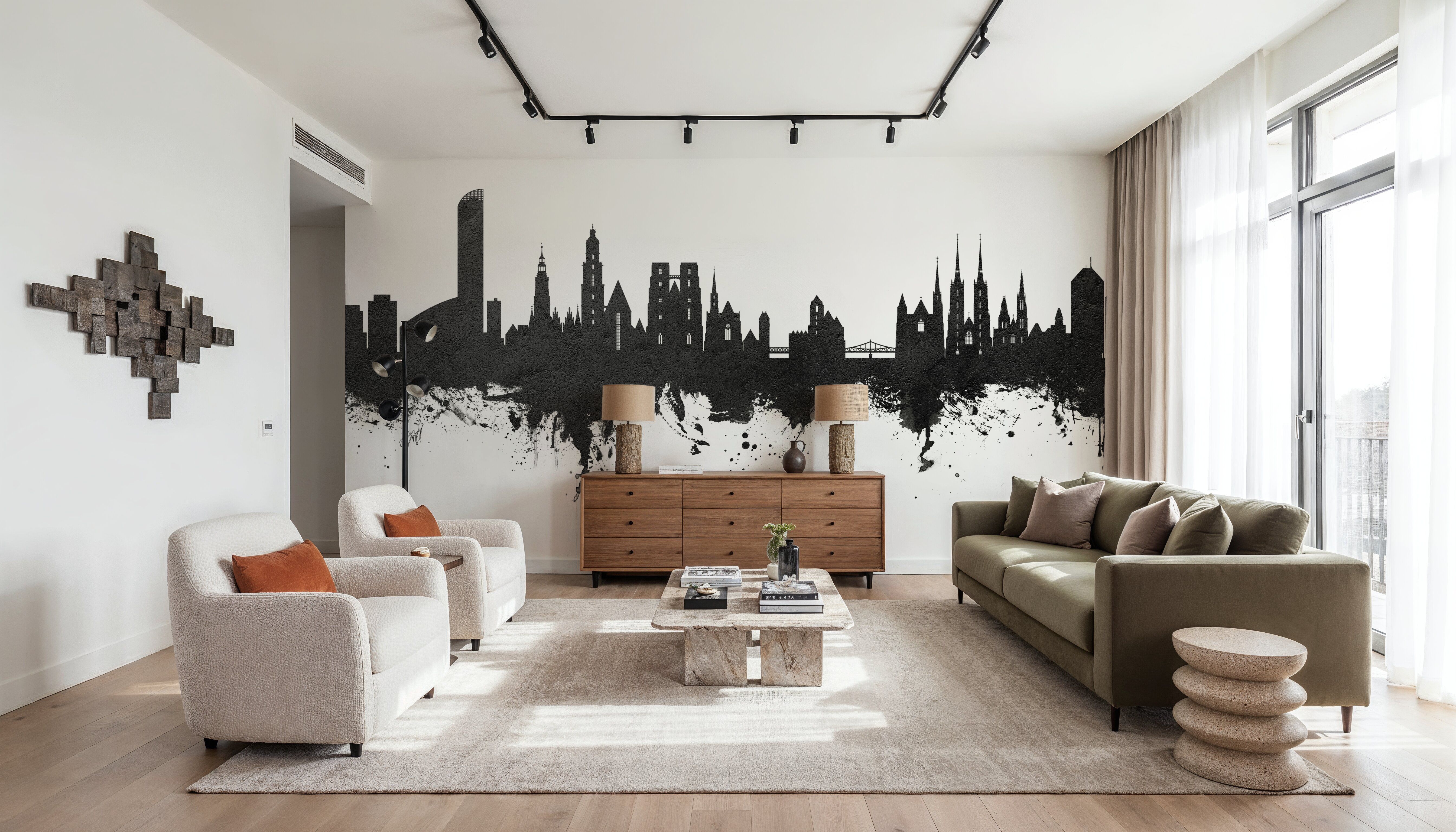 Wroclaw Poland Skyline Black & White