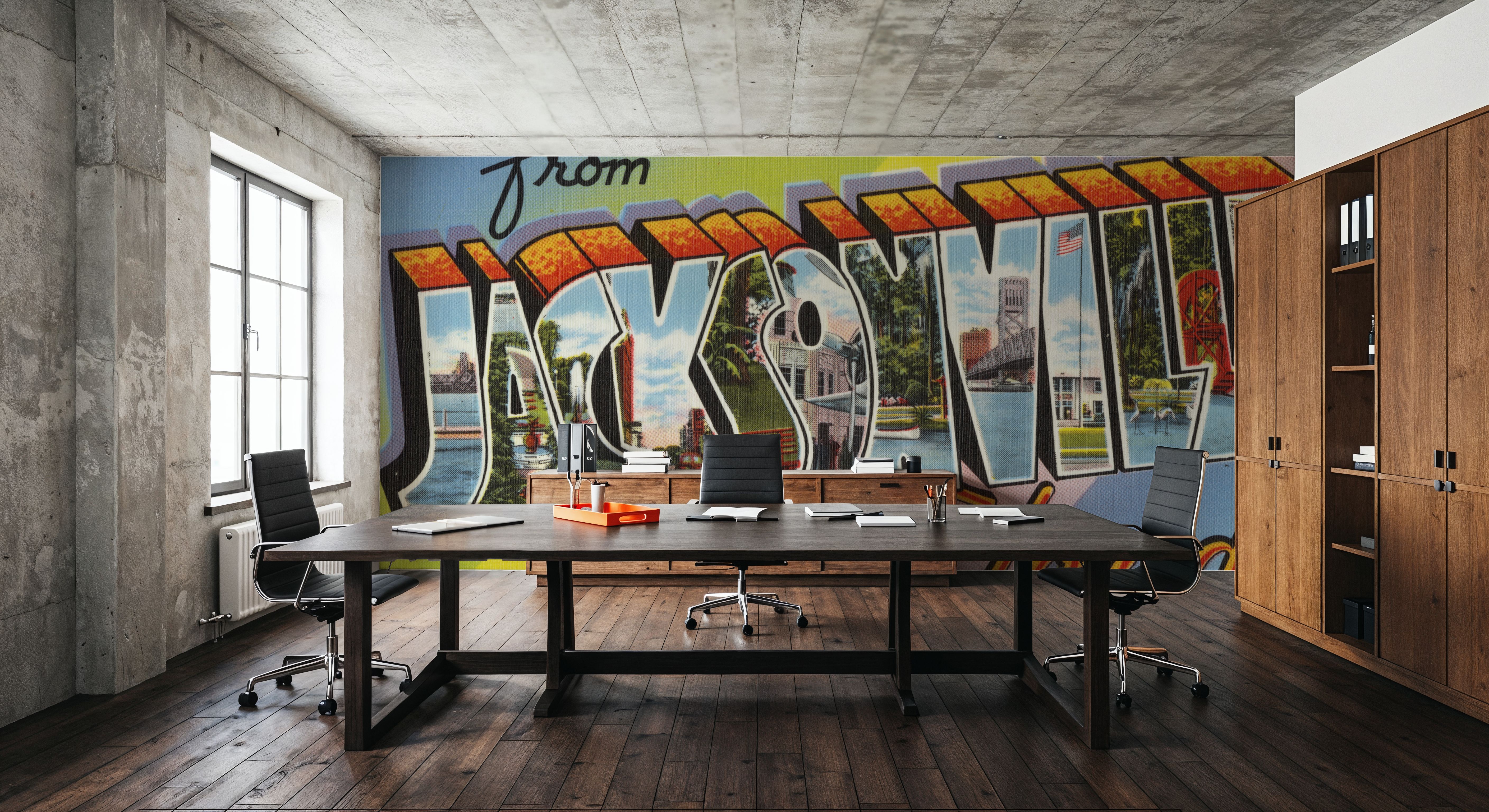 Greetings from Jacksonville - Screenprint Postcard, Wallpaper