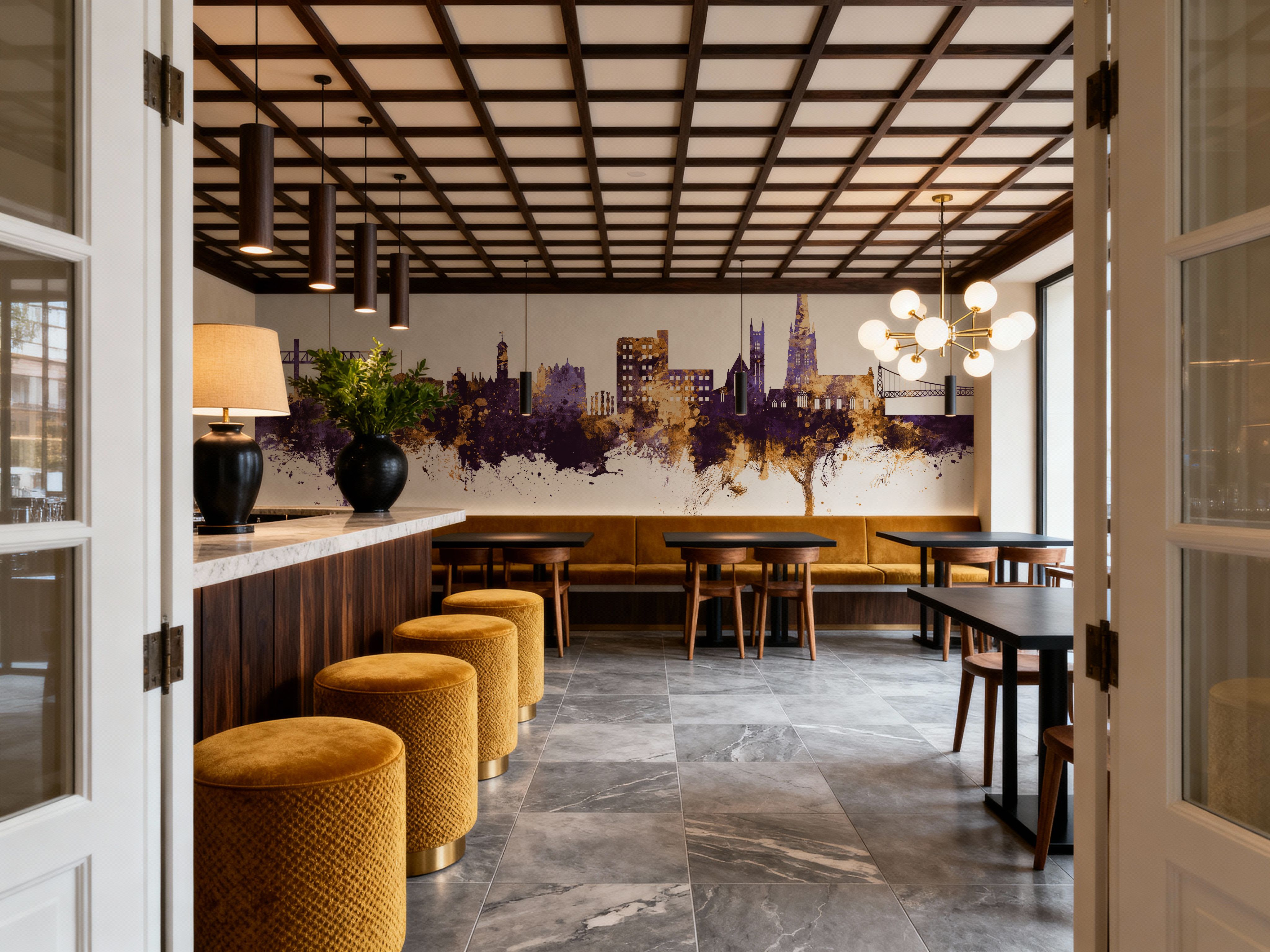 Warrington England Skyline Purple & Gold