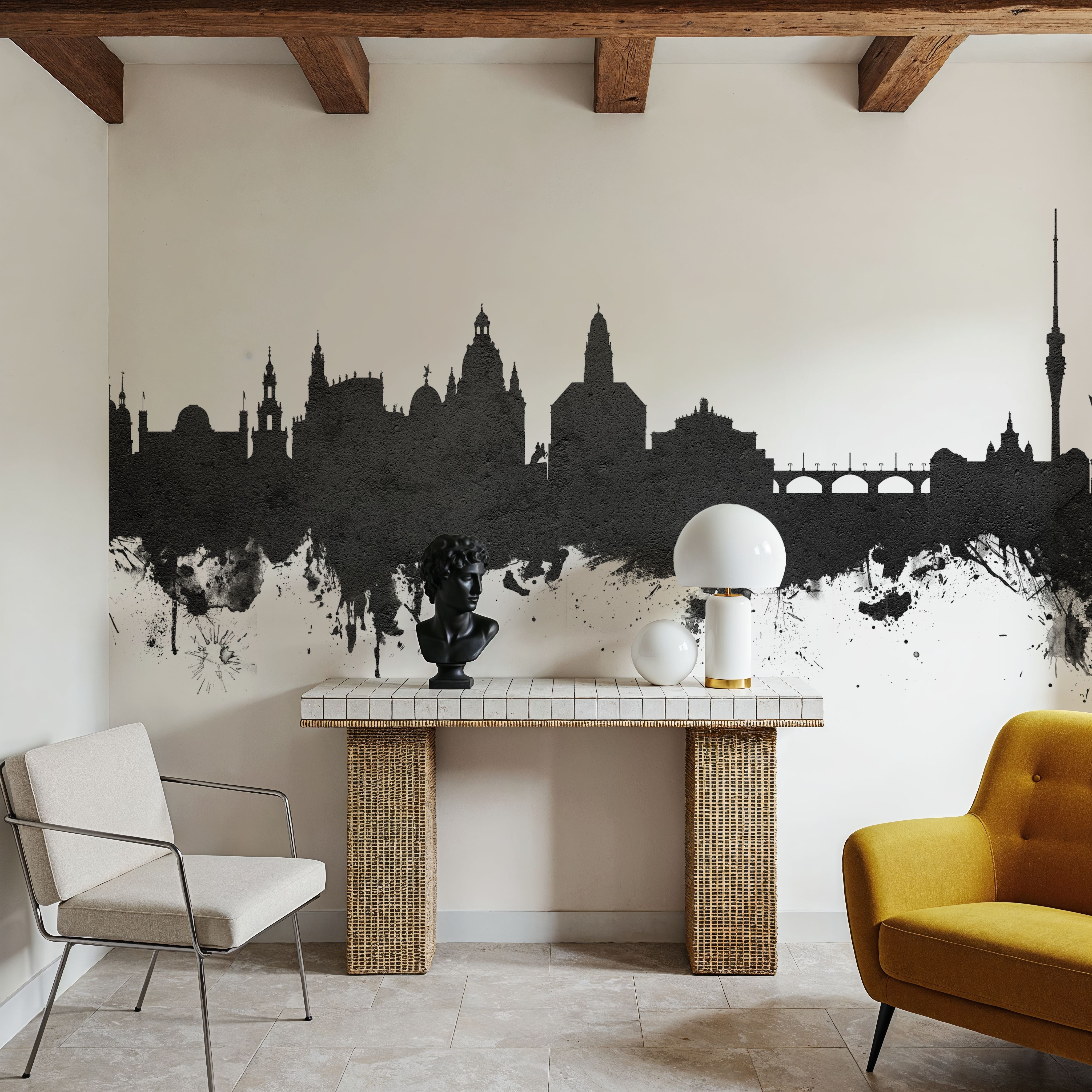 Dresden Germany Skyline Black & White