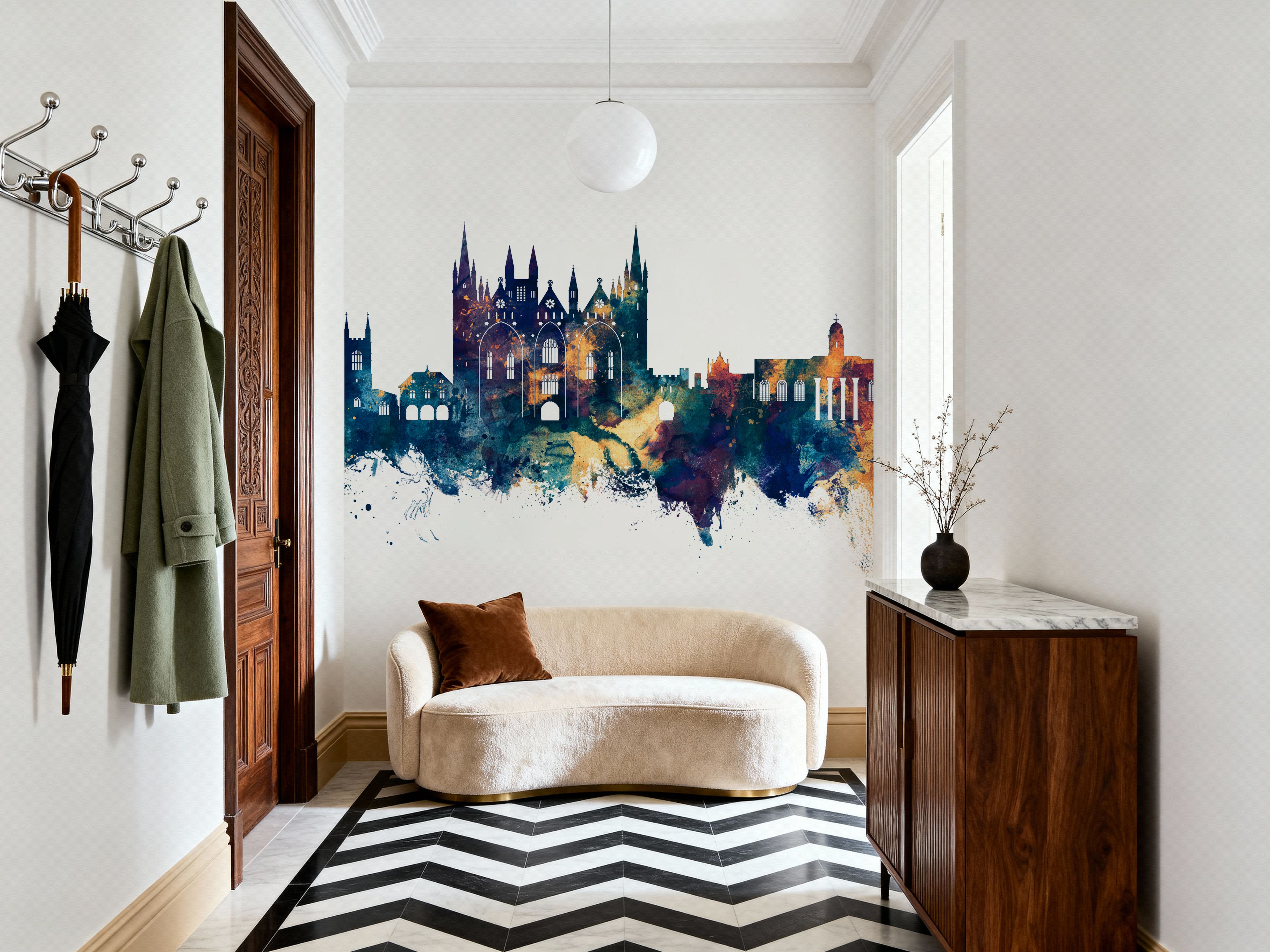 Peterborough England Skyline Blue & Bronze