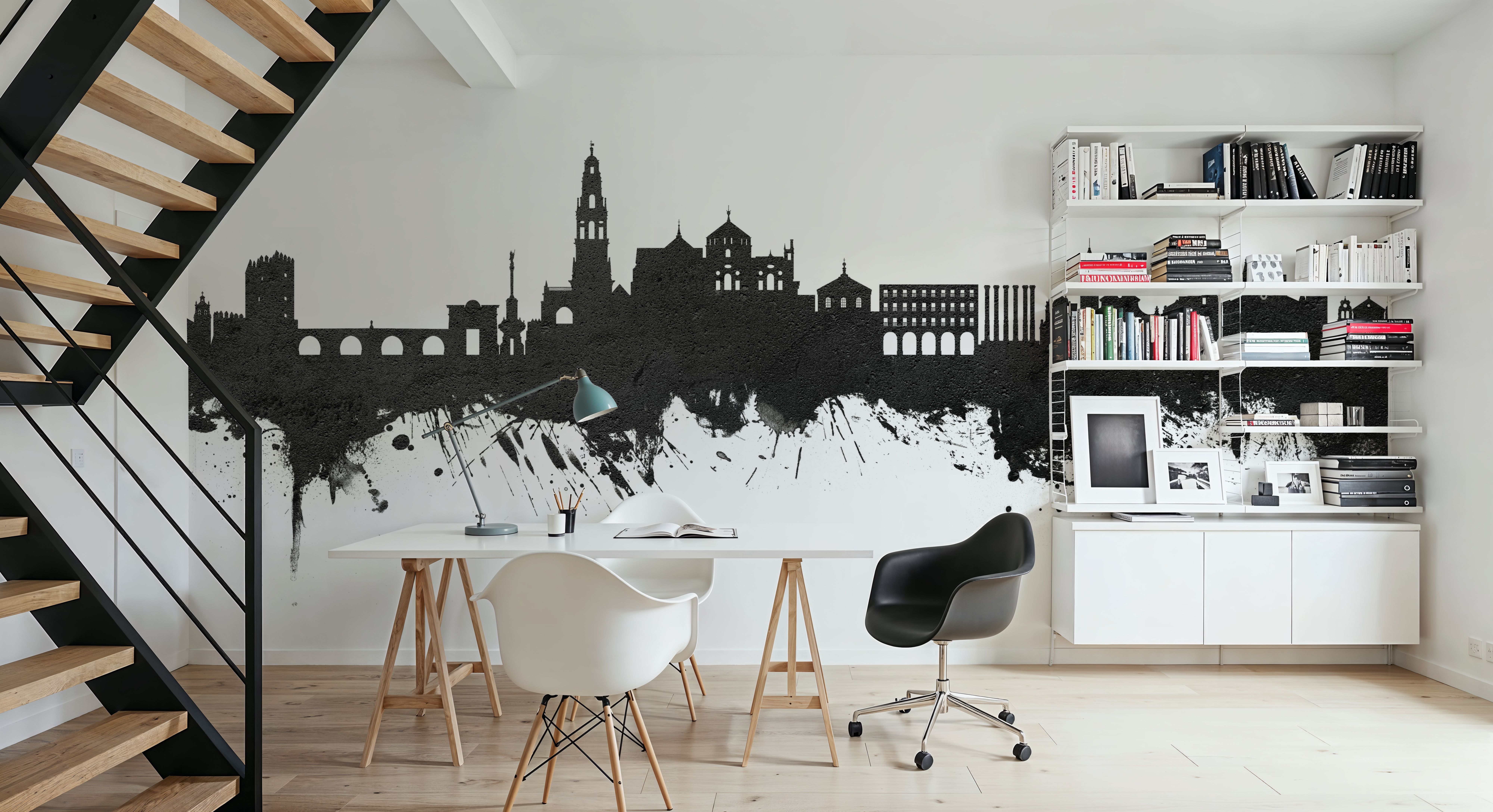 Córdoba Spain Skyline Black & White, Carte da parati