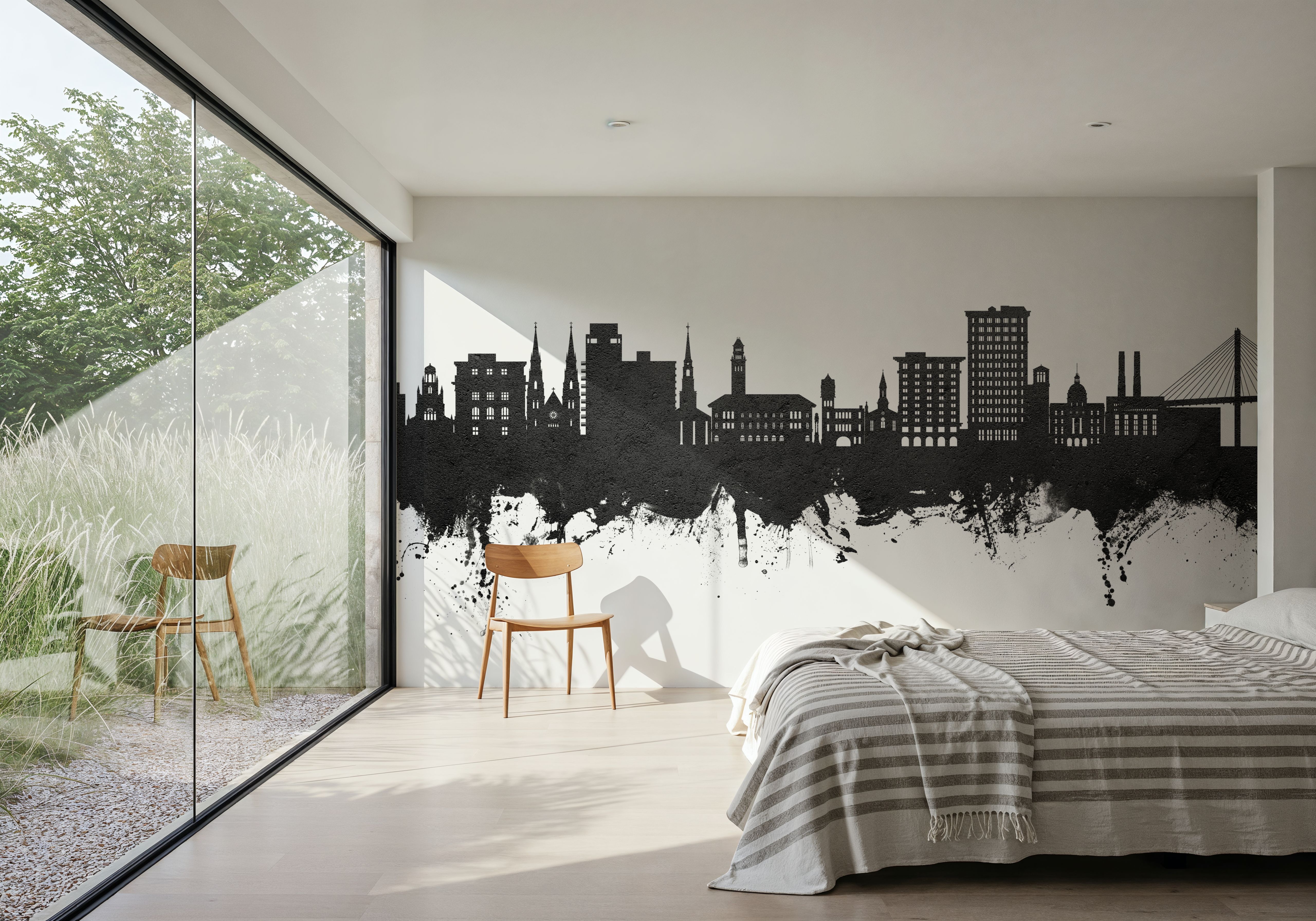 Savannah Georgia Skyline Black & White