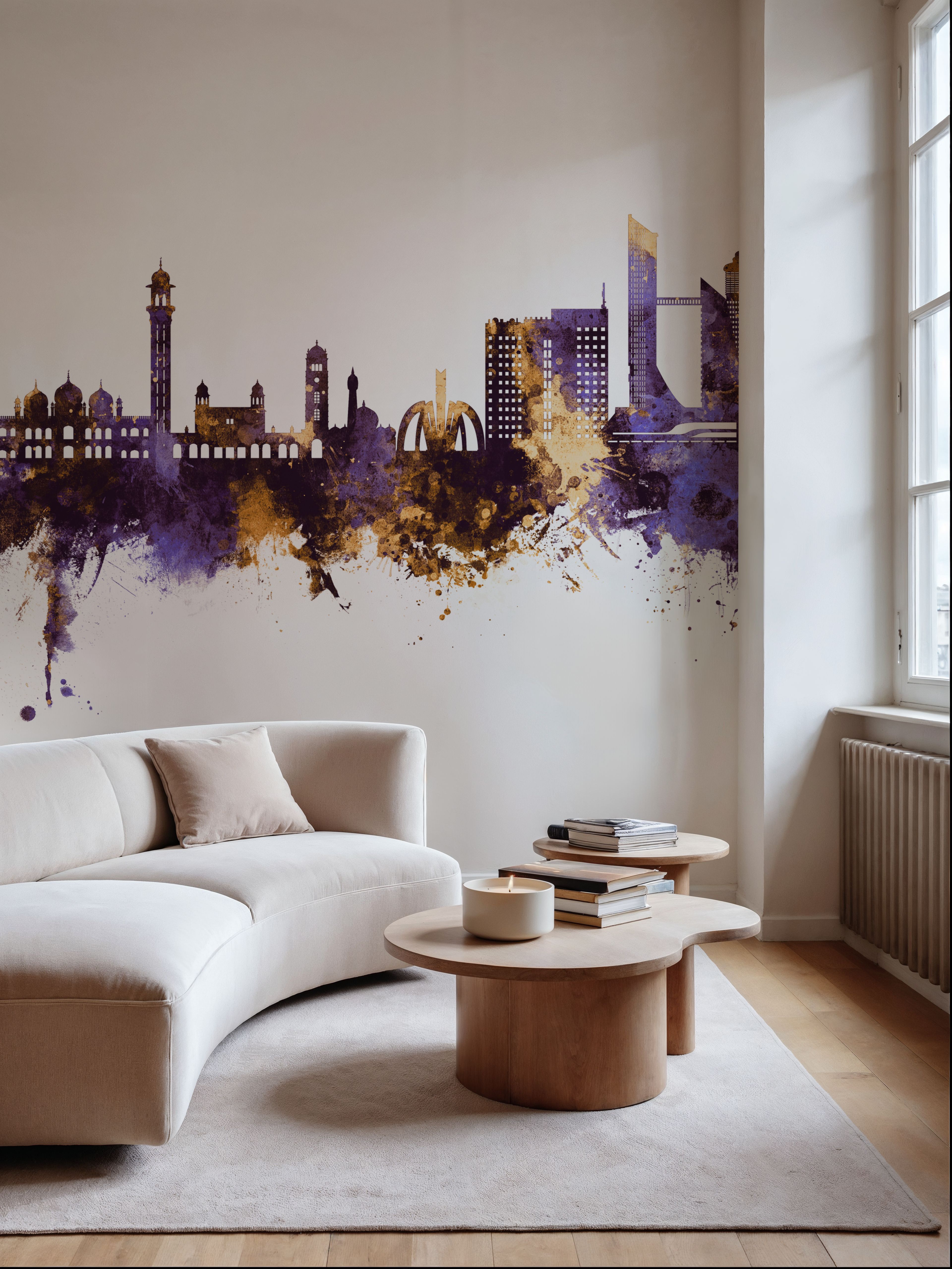 Faislabad Pakistan Skyline Purple & Gold