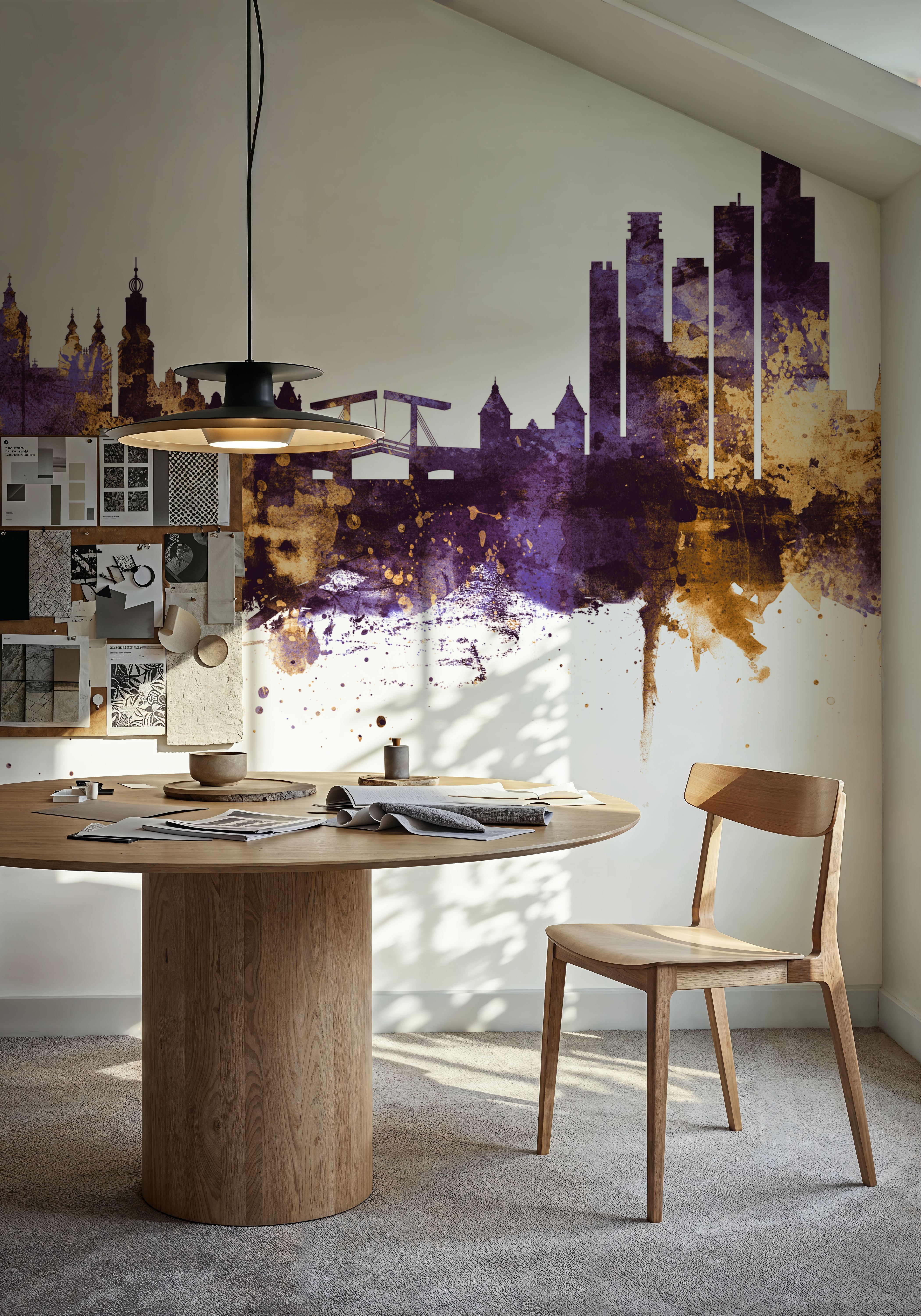 Amsterdam Skyline Purple & Gold