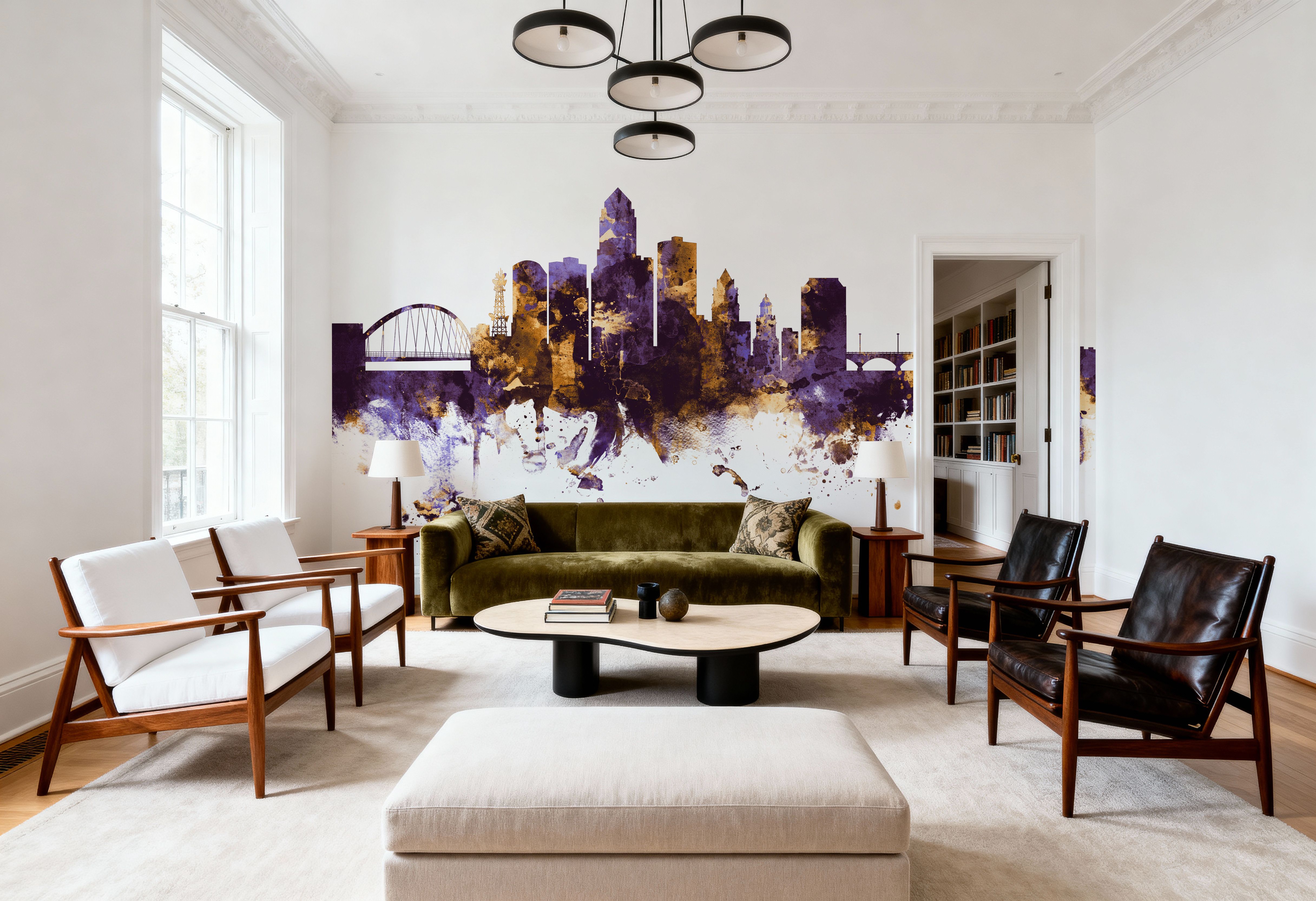 Des Moines Iowa Skyline Purple & Gold