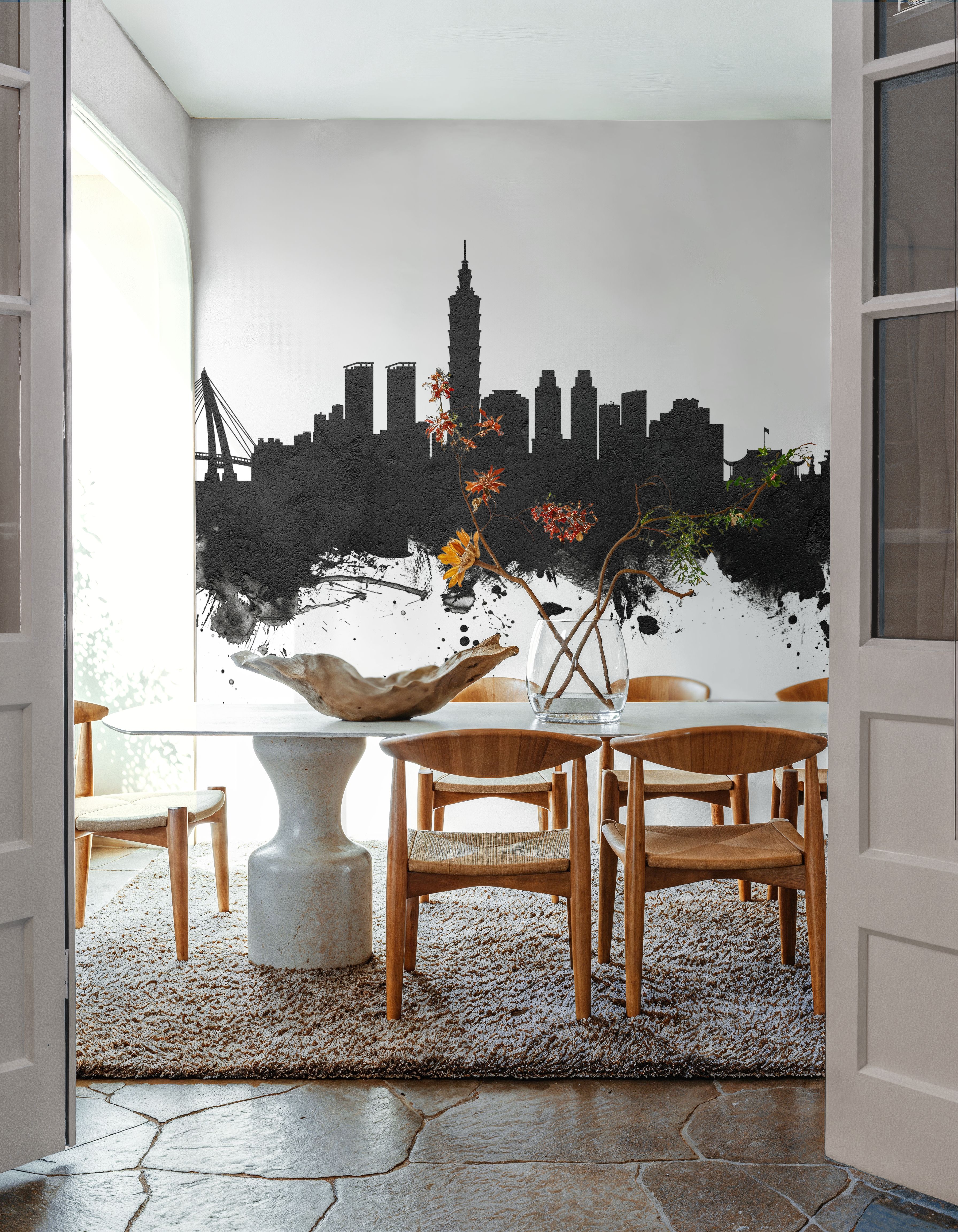 Taipei Taiwan Skyline Black & White