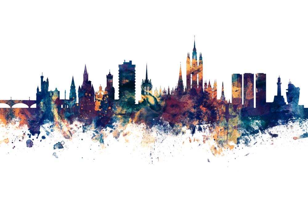 Aberdeen Scotland Skyline Blue & Bronze