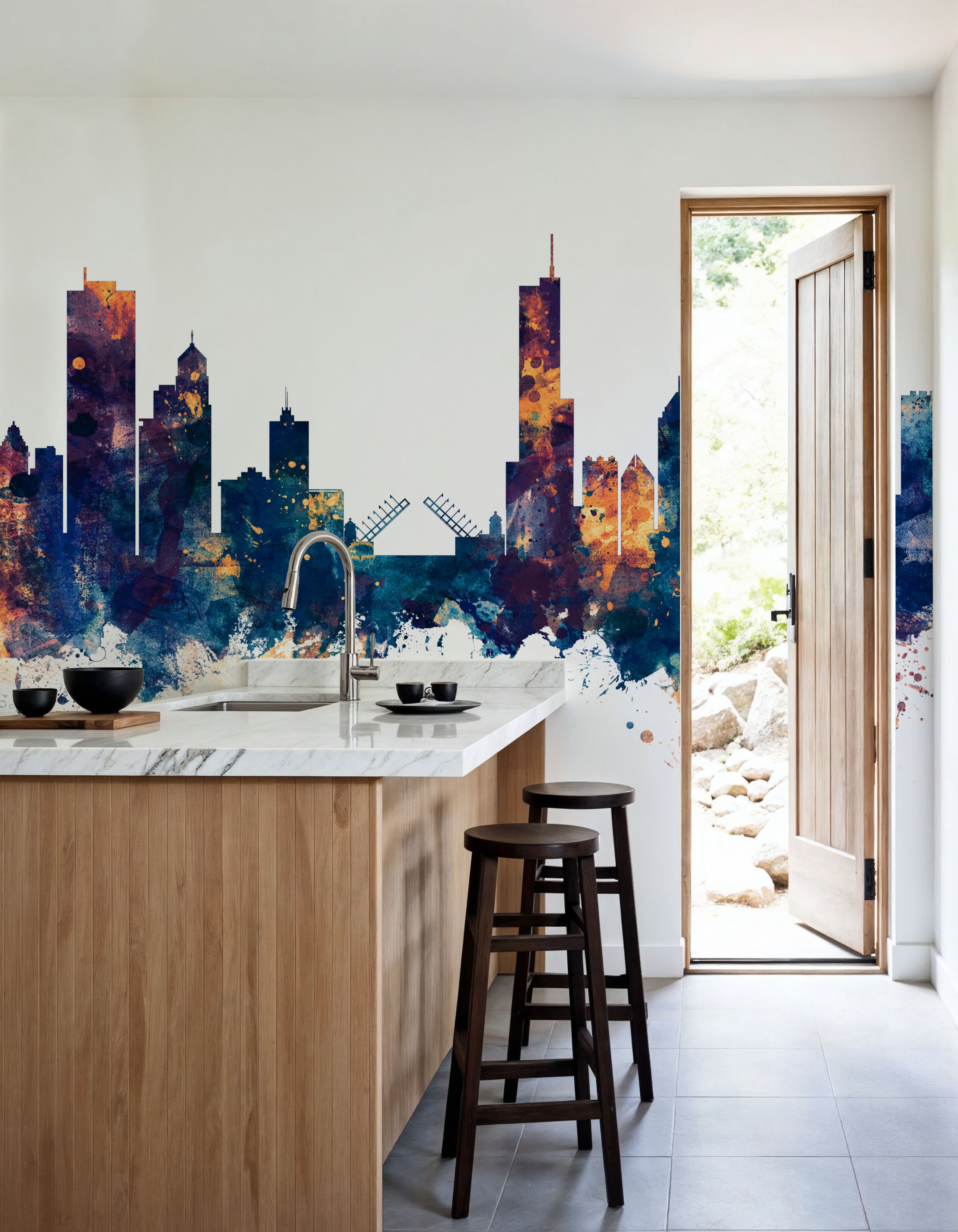 Chicago Illinois Skyline Blue & Bronze