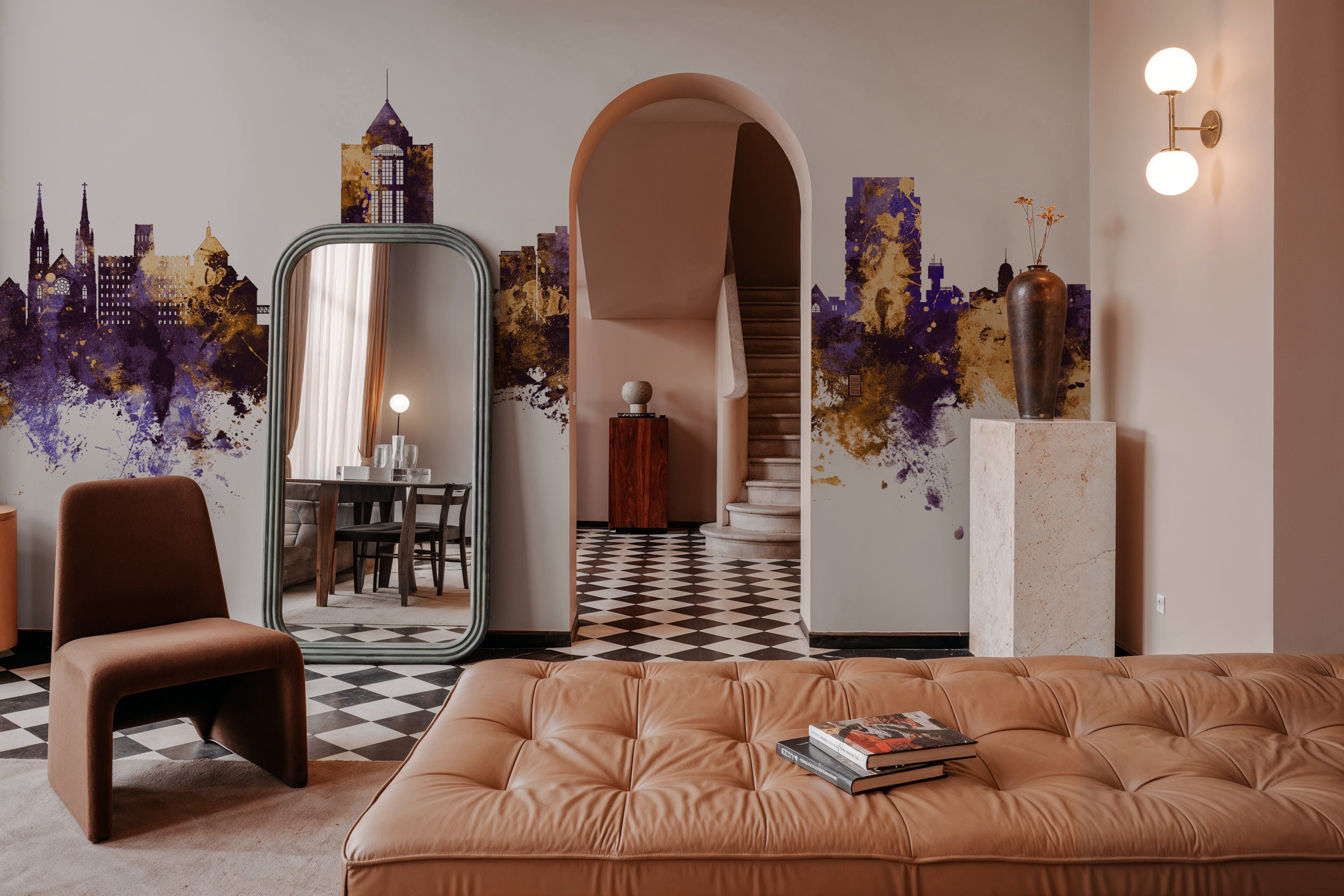 Roanoke Virginia Skyline Purple & Gold, Wallpaper