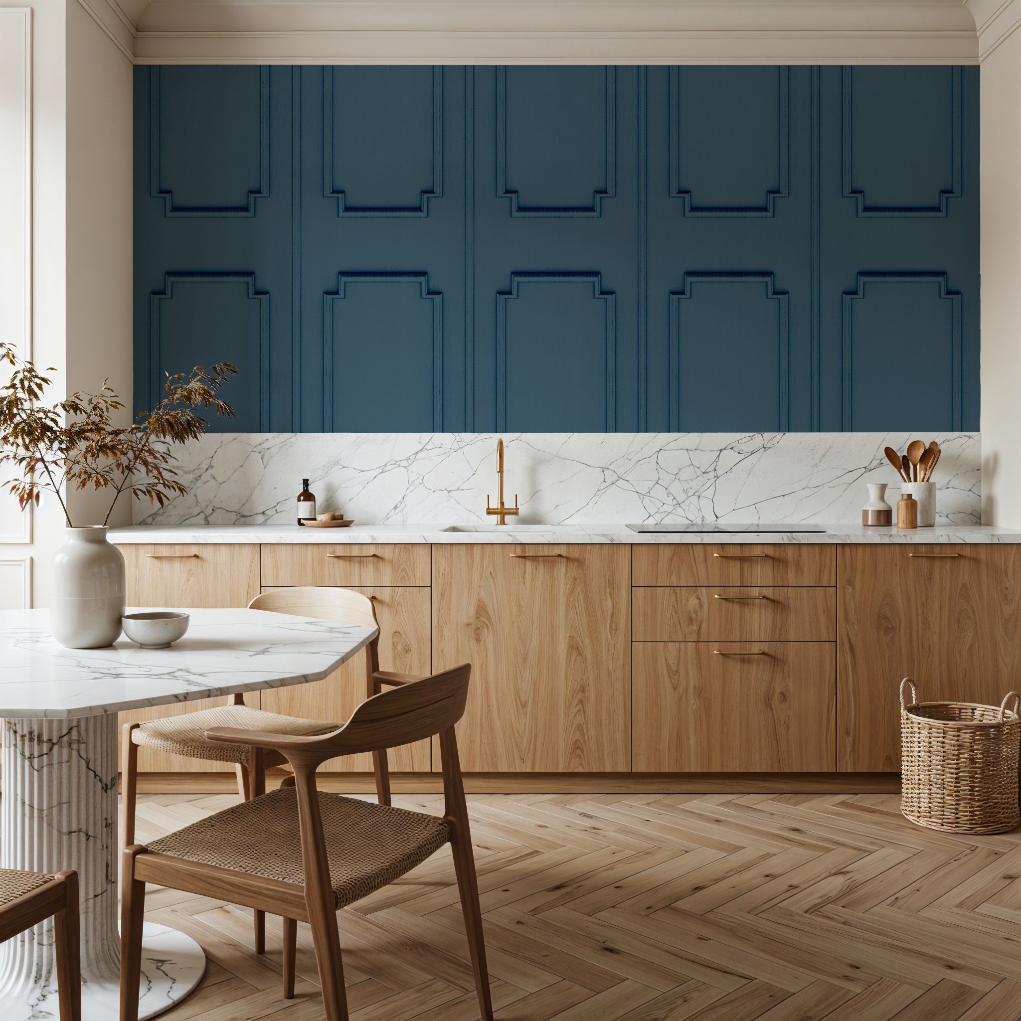 Faux Wall Panel Moulding, Sky Blue