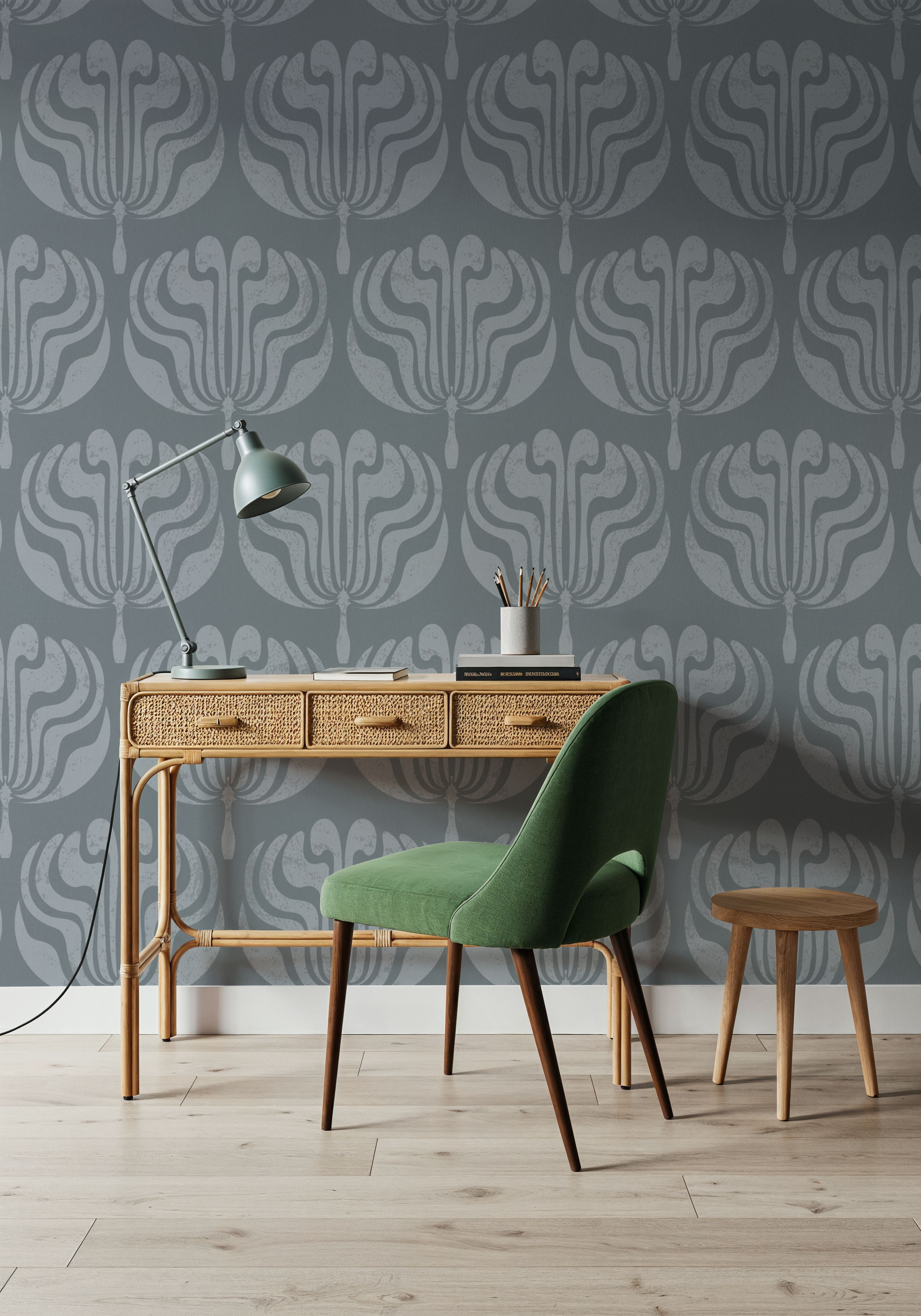 Fan Damask Blue